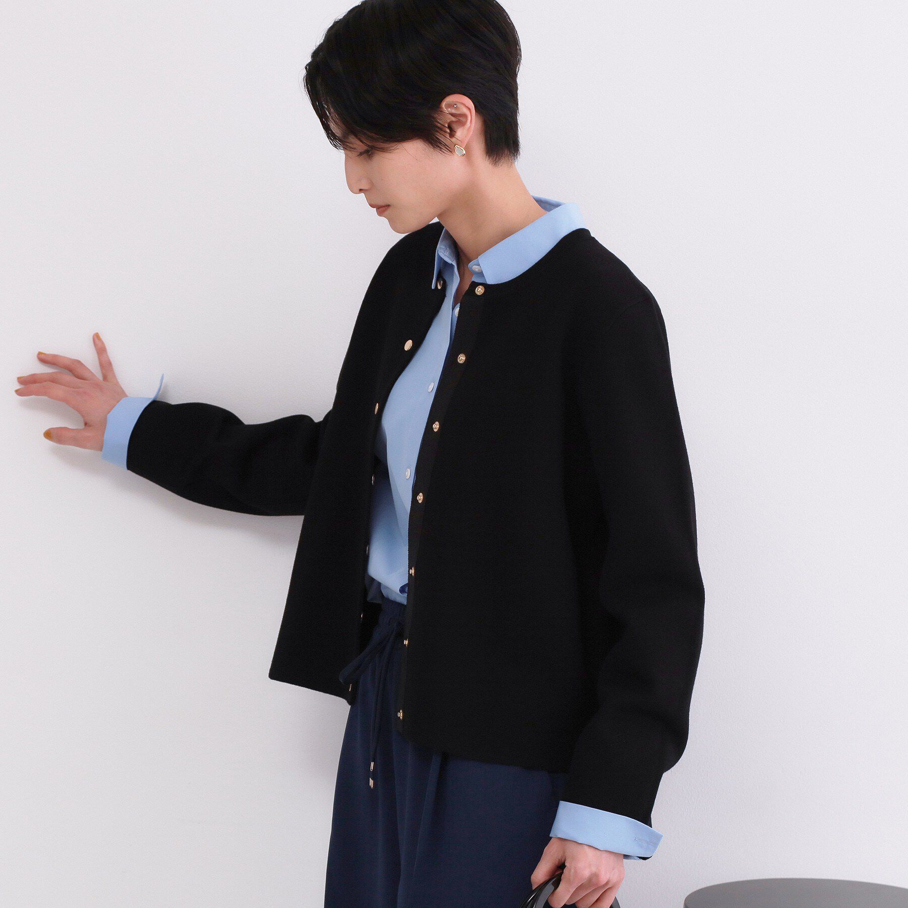 OPAQUE.CLIP「スナップボタンニットカーディガン【洗濯機OK/抗ピル】」|カーディガン|