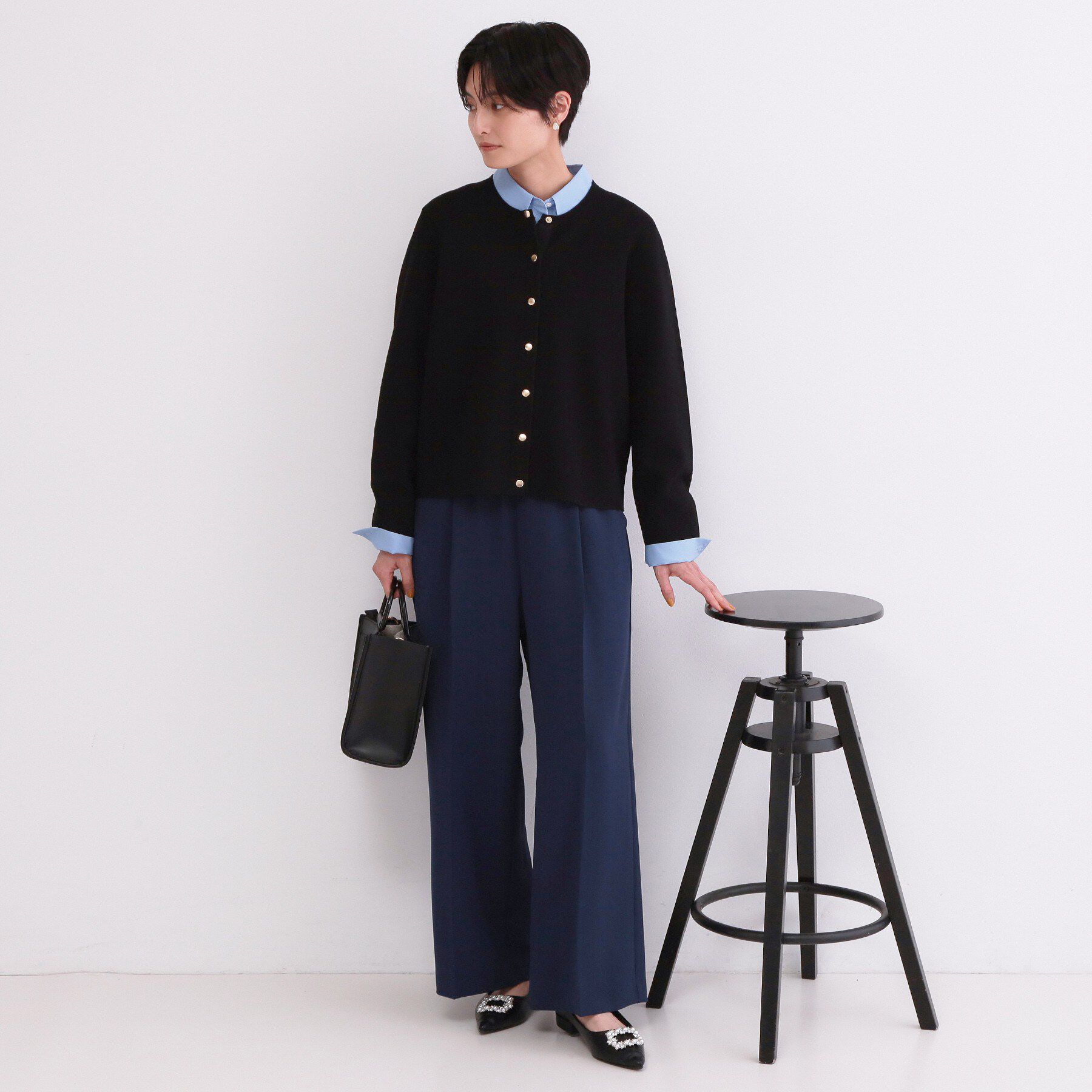 OPAQUE.CLIP「スナップボタンニットカーディガン【洗濯機OK/抗ピル】」|カーディガン|