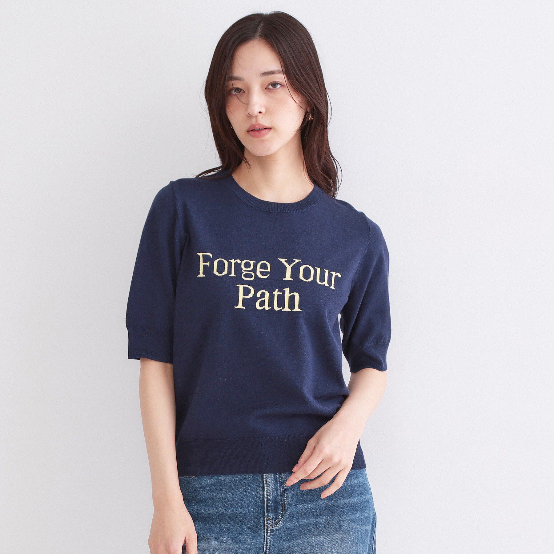 OPAQUE.CLIP「ロゴジャカードニット【洗濯機OK】」|ニット・セーター|