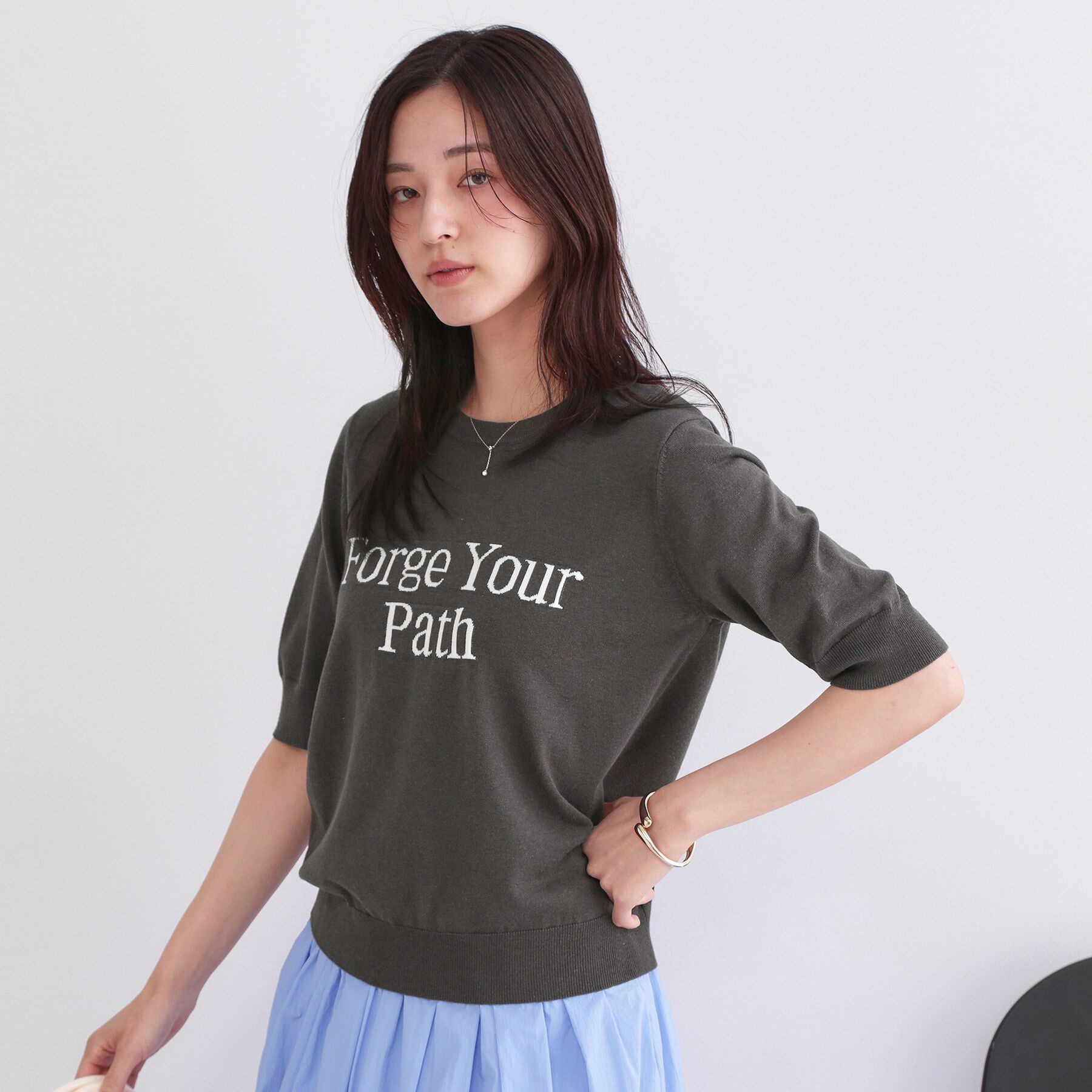 OPAQUE.CLIP「ロゴジャカードニット【洗濯機OK】」|ニット・セーター|