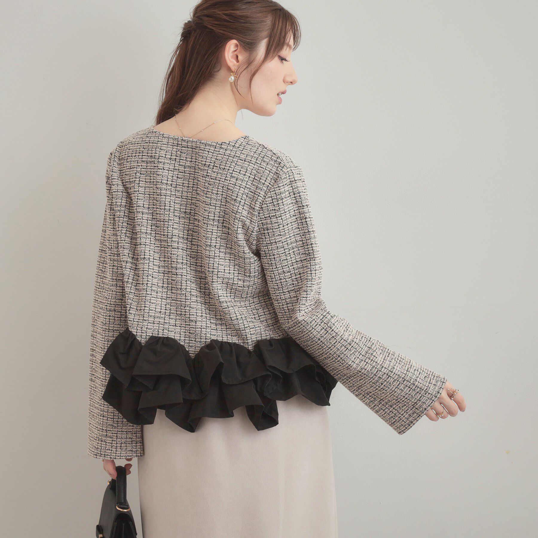 Couture broach「カットツイード裾フリルプルオーバー」|Tシャツ・カットソー|