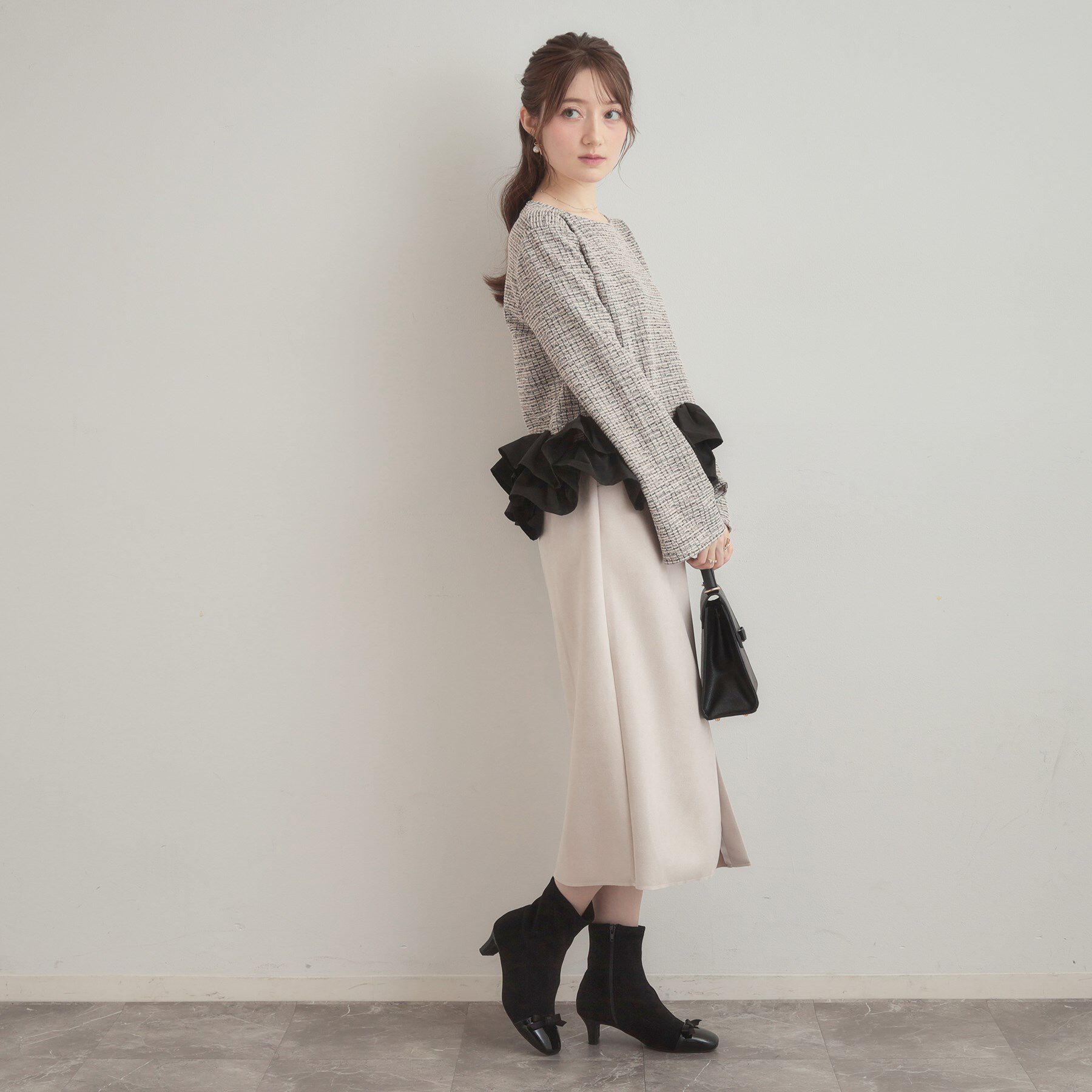 Couture broach「カットツイード裾フリルプルオーバー」|Tシャツ・カットソー|