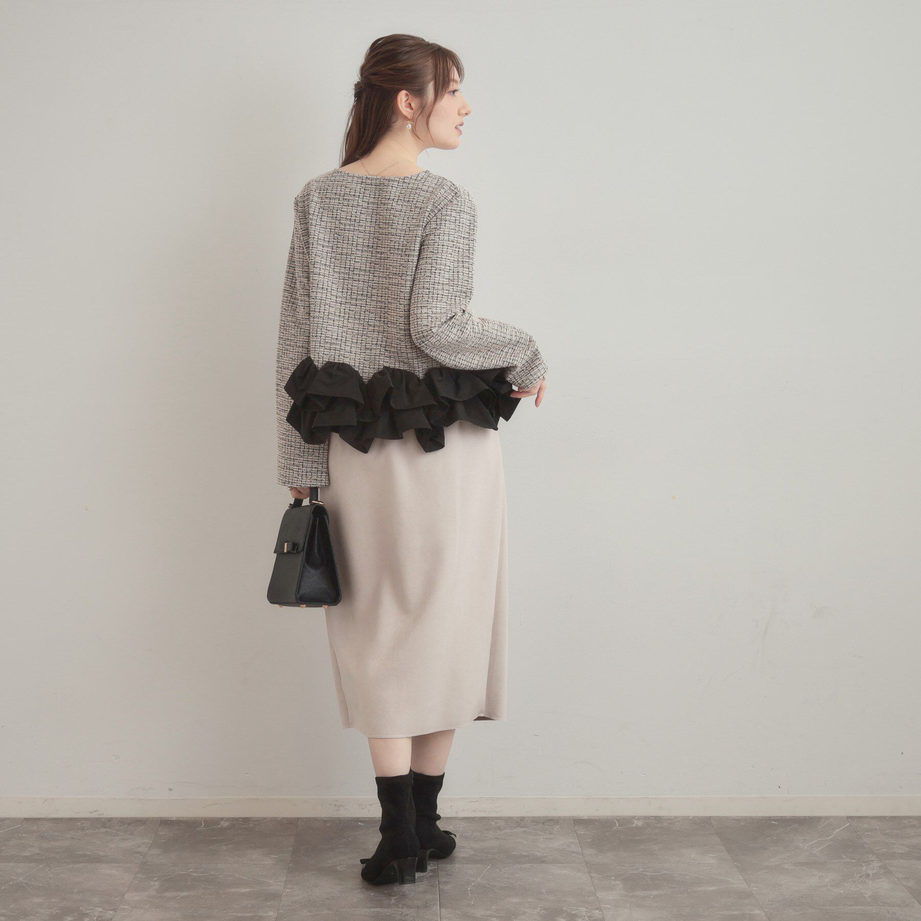 Couture broach「カットツイード裾フリルプルオーバー」|Tシャツ・カットソー|