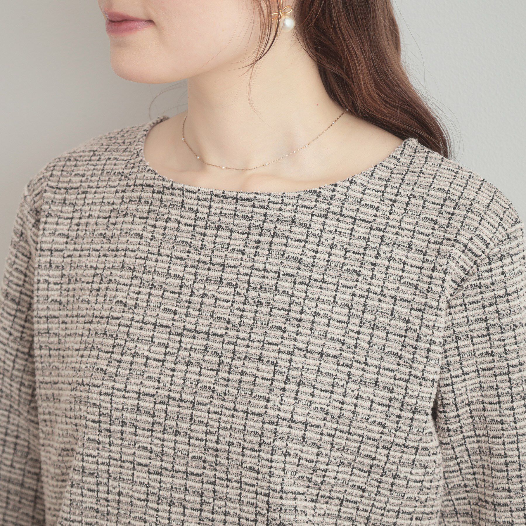 Couture broach「カットツイード裾フリルプルオーバー」|Tシャツ・カットソー|