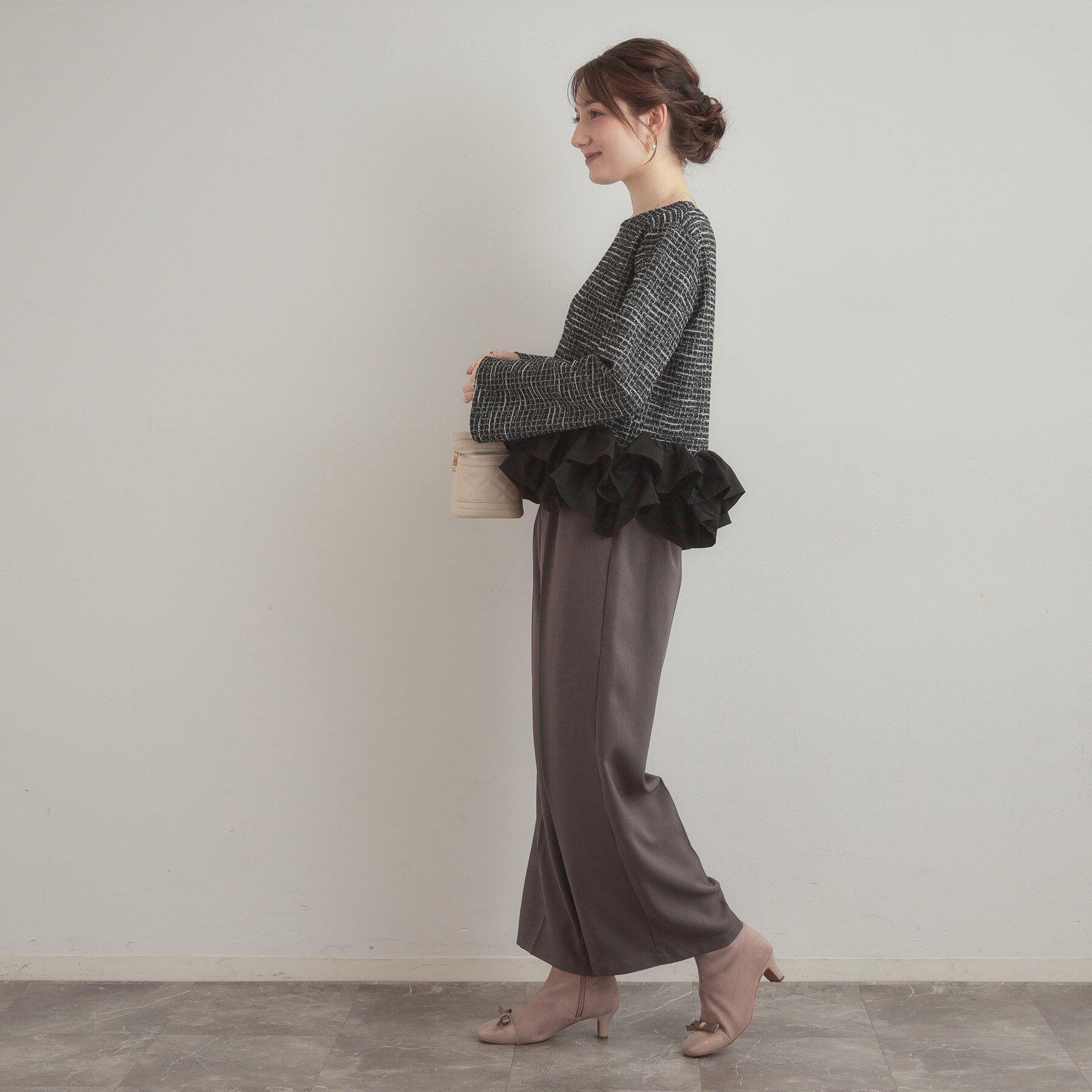 Couture broach「カットツイード裾フリルプルオーバー」|Tシャツ・カットソー|