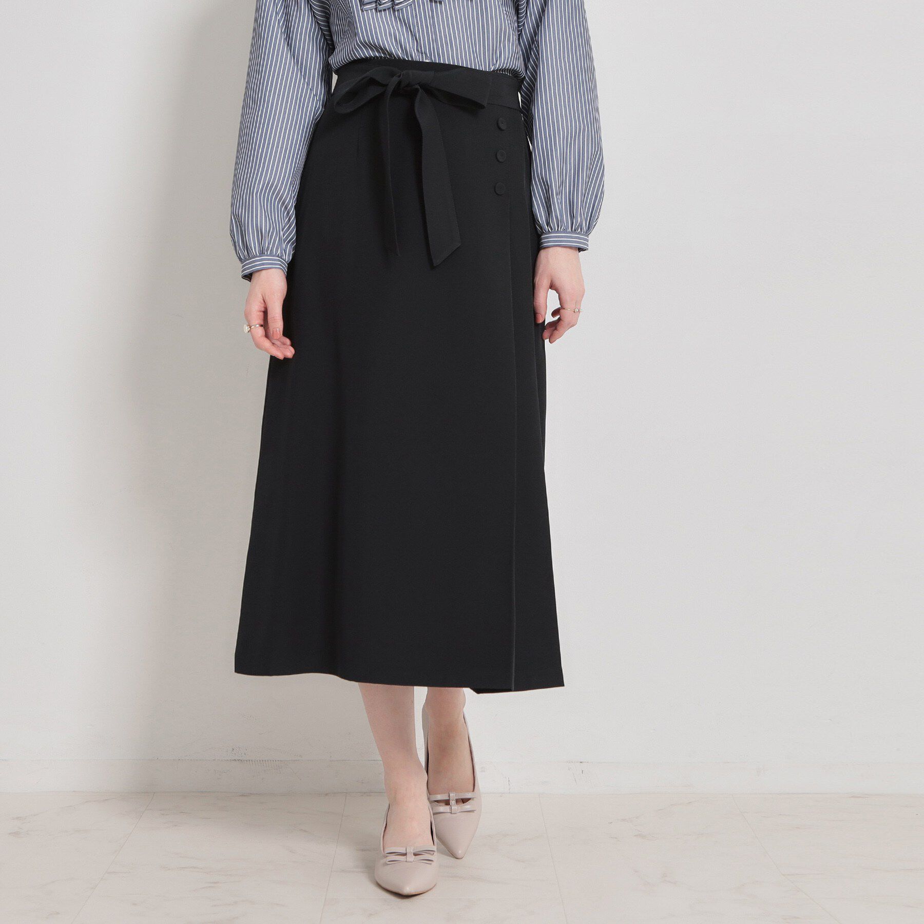 Couture broach「【洗える・通勤】サイドタック ナロースカート」|スカート|ネイビー(094)