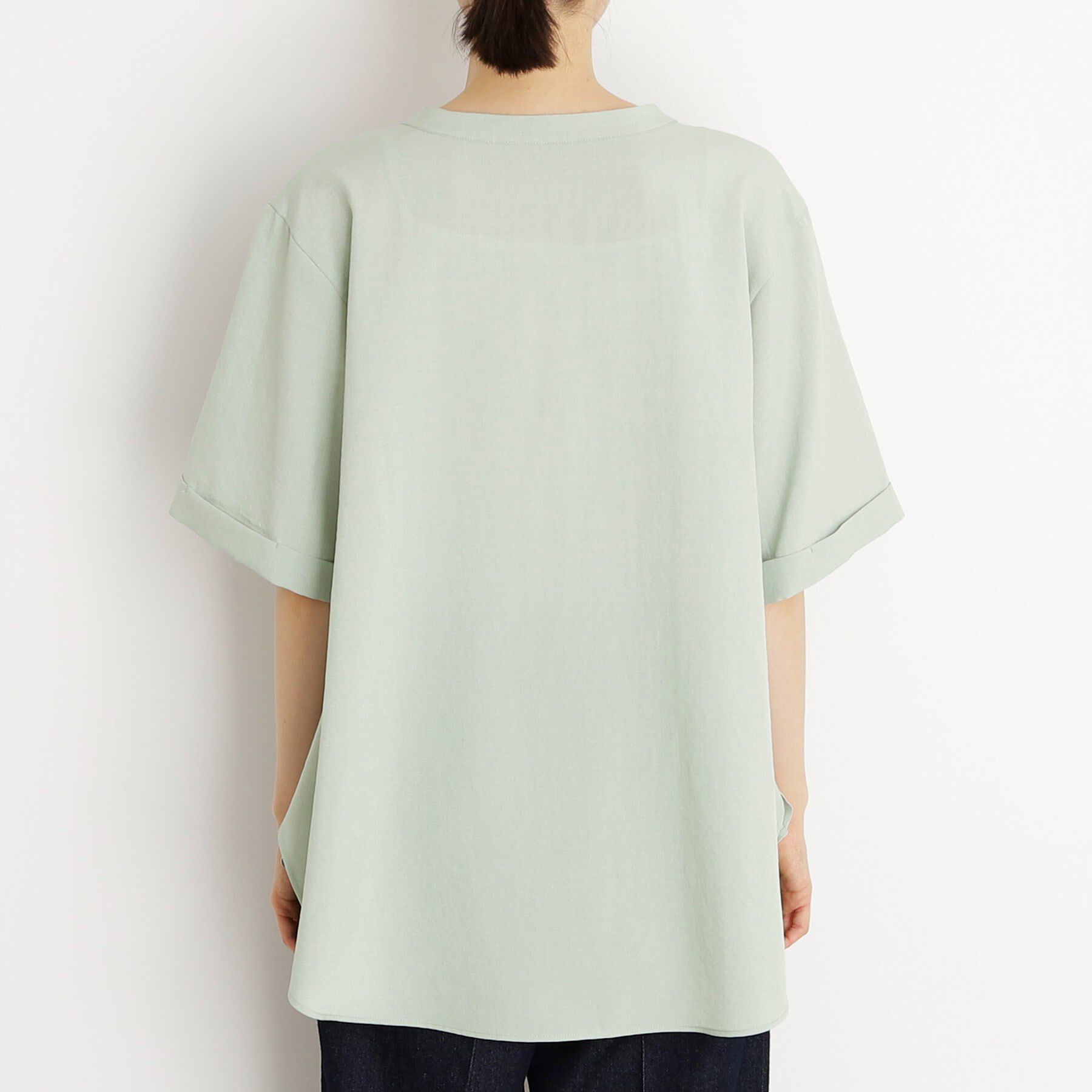 THE SHOP TK「【秋色入荷/インしなくても決まる】ダブルポケット5分袖シャツ/体型カバー／洗濯機OK」|シャツ・ブラウス|