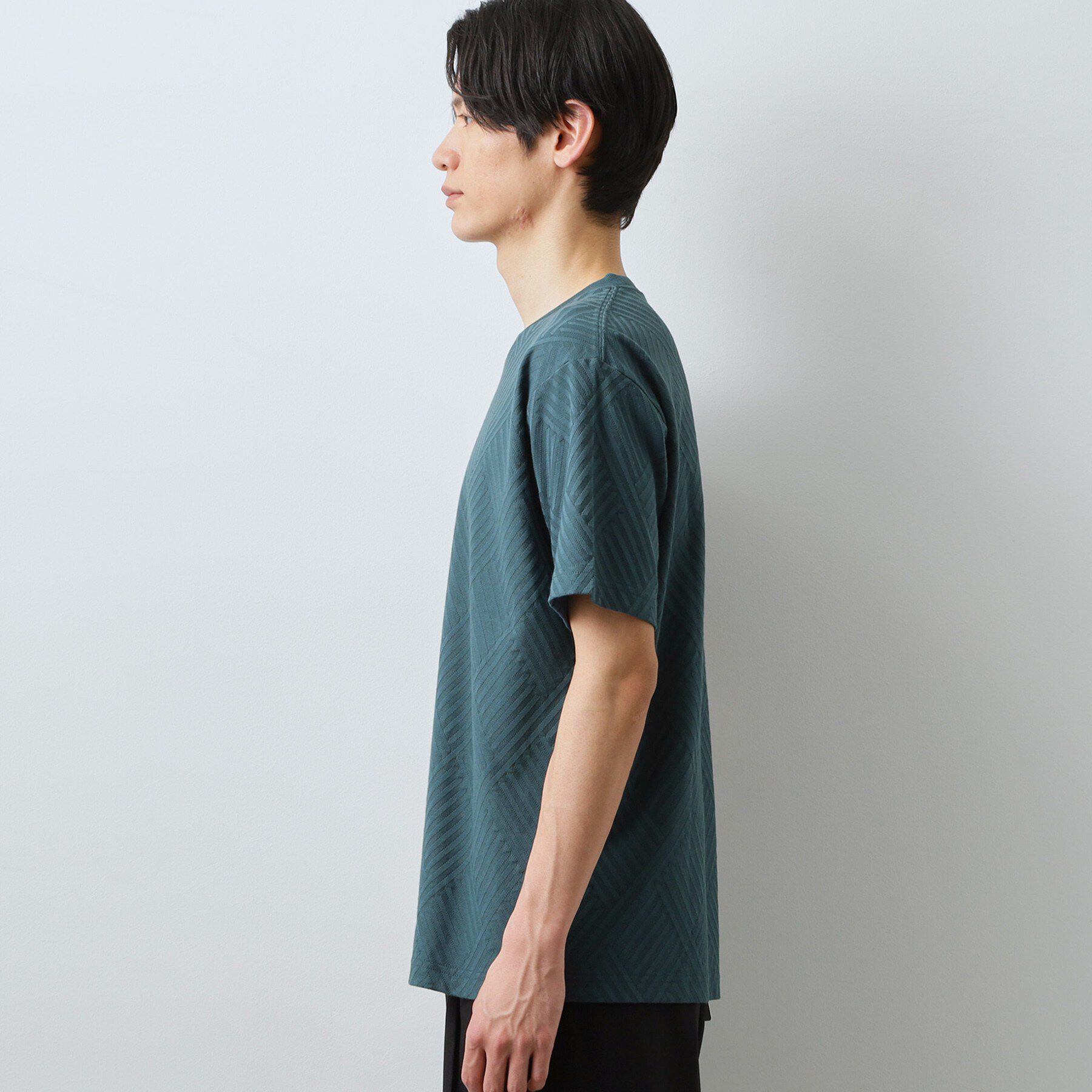 THE SHOP TK「【ジャケットインにもおすすめ！】ジャカード リンクス半袖Tシャツ 洗濯機OK」|Tシャツ・カットソー|