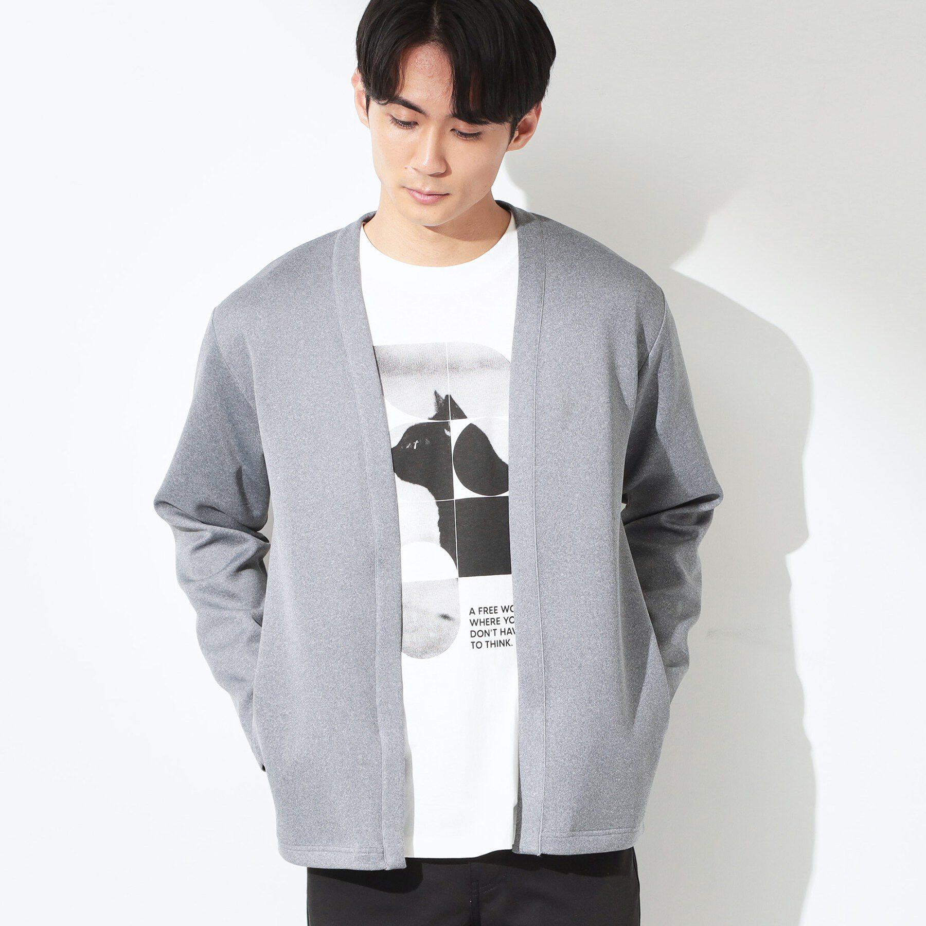 THE SHOP TK「スエードタッチカーディガン 洗濯機OK」|カーディガン|