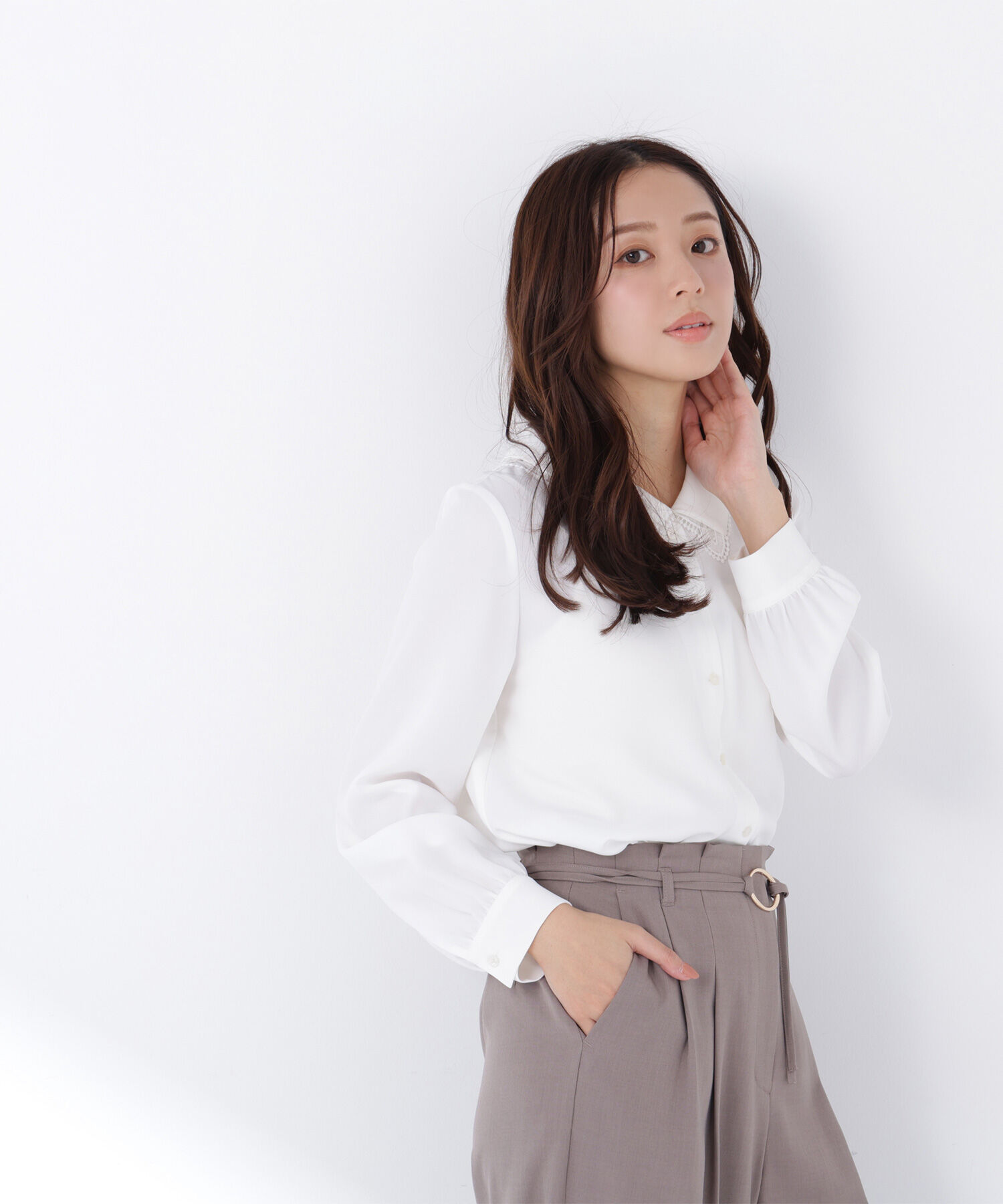  「レースダブルカラーブラウス」|シャツ・ブラウス|