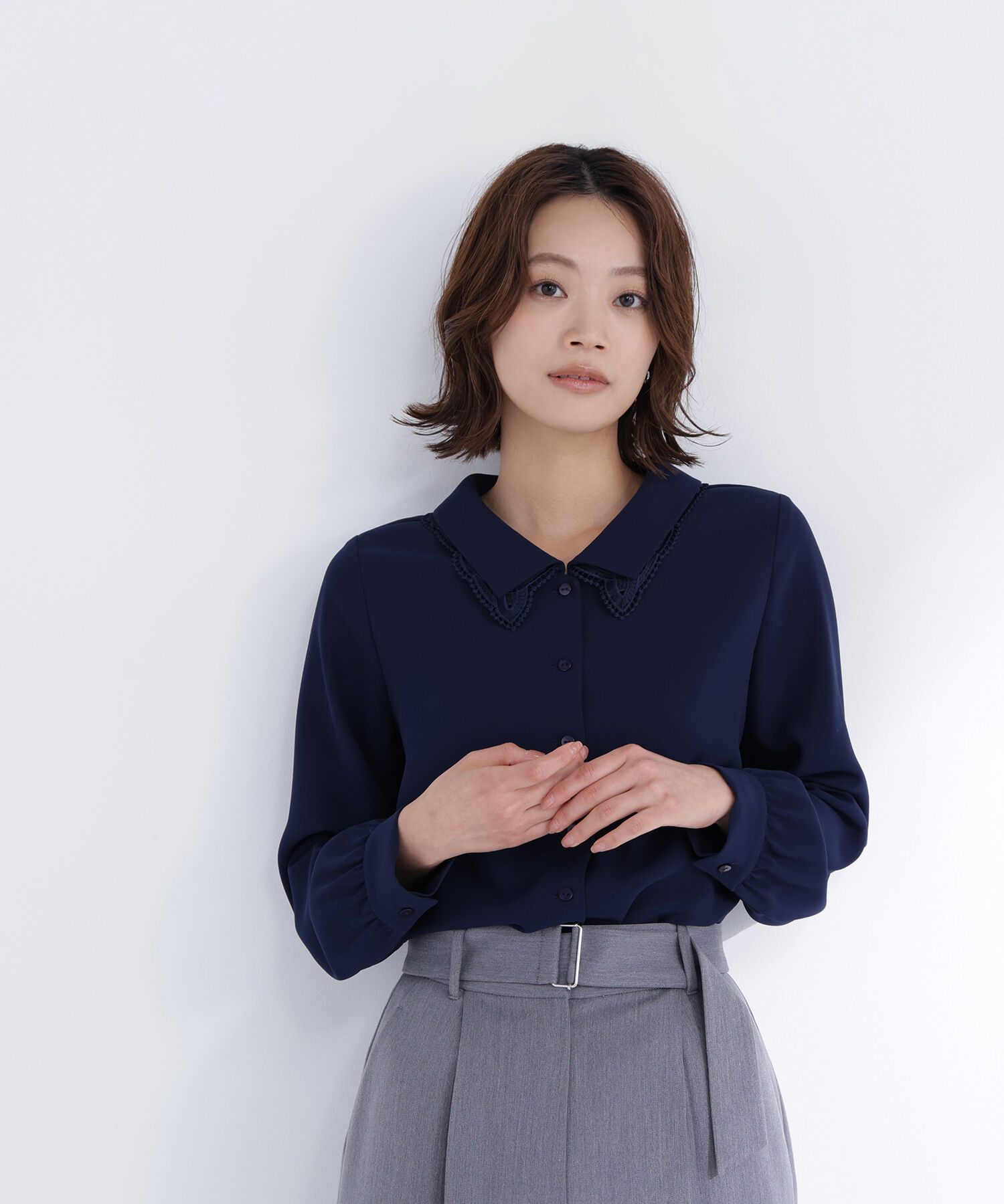  「レースダブルカラーブラウス」|シャツ・ブラウス|