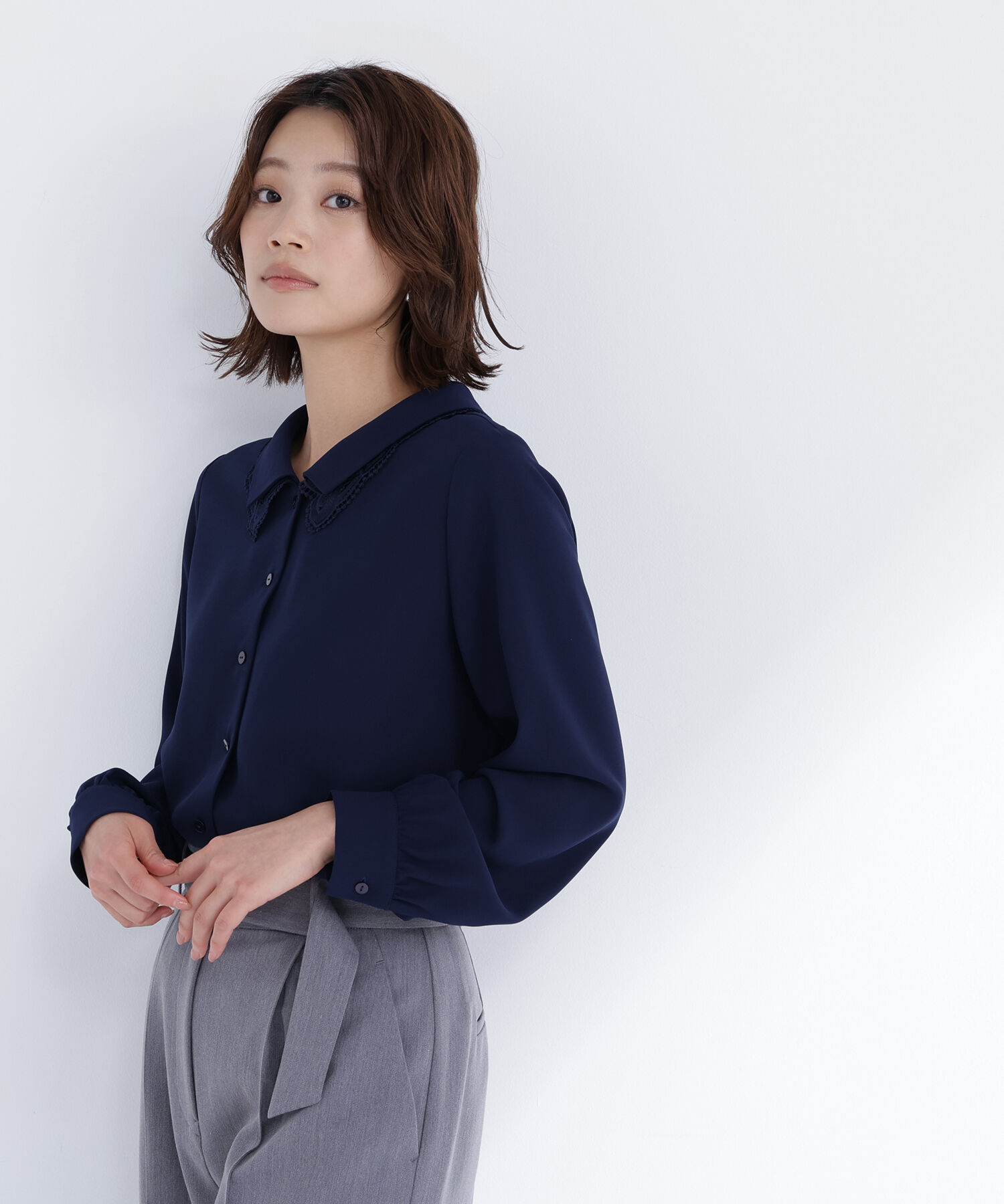  「レースダブルカラーブラウス」|シャツ・ブラウス|