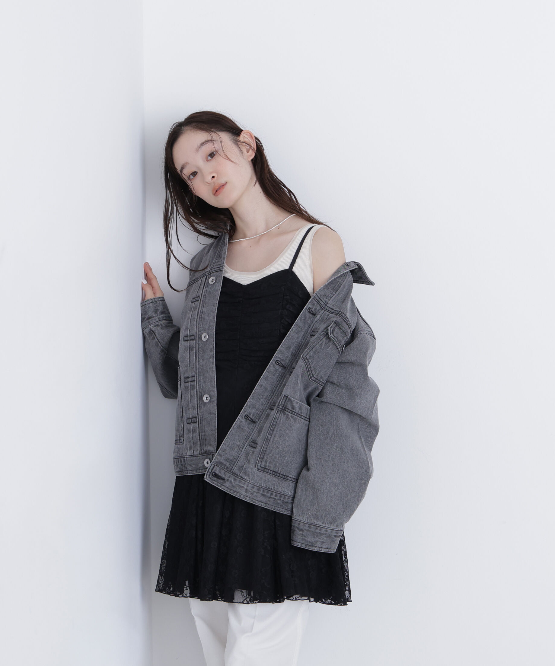  「〈N.〉レースギャザーキャミチュニック」|シャツ・ブラウス|ブラック