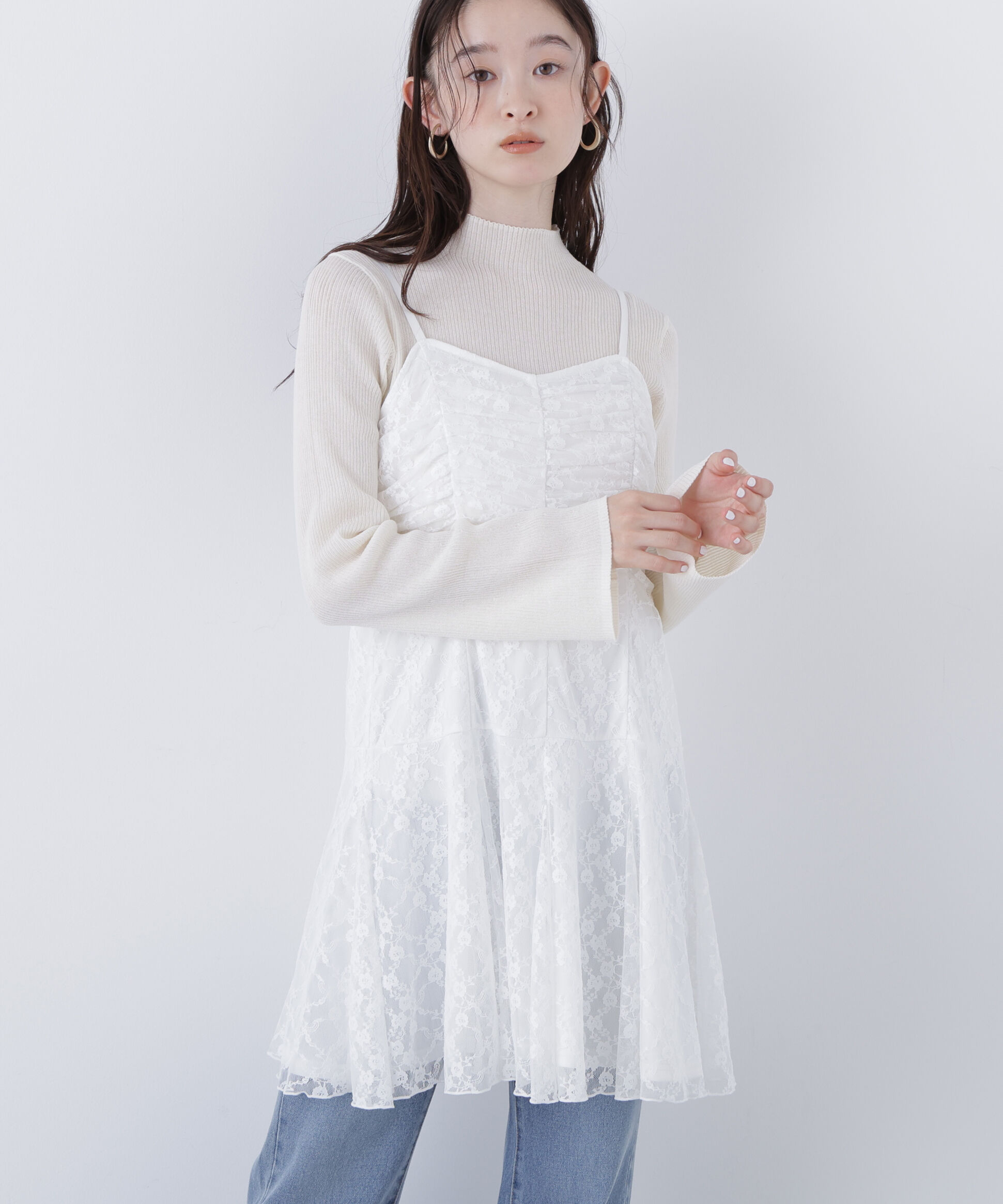  「〈N.〉レースギャザーキャミチュニック」|シャツ・ブラウス|