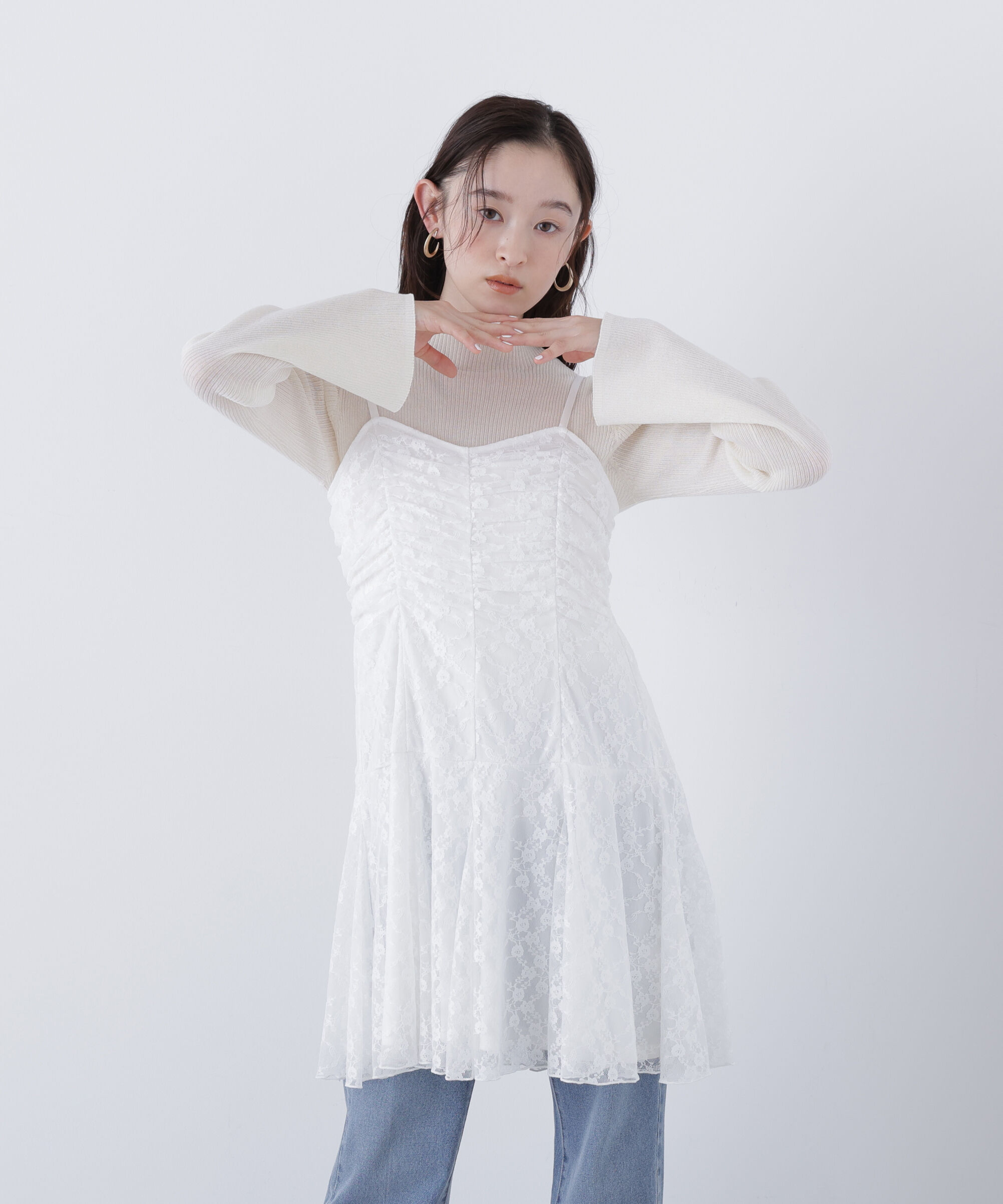  「〈N.〉レースギャザーキャミチュニック」|シャツ・ブラウス|
