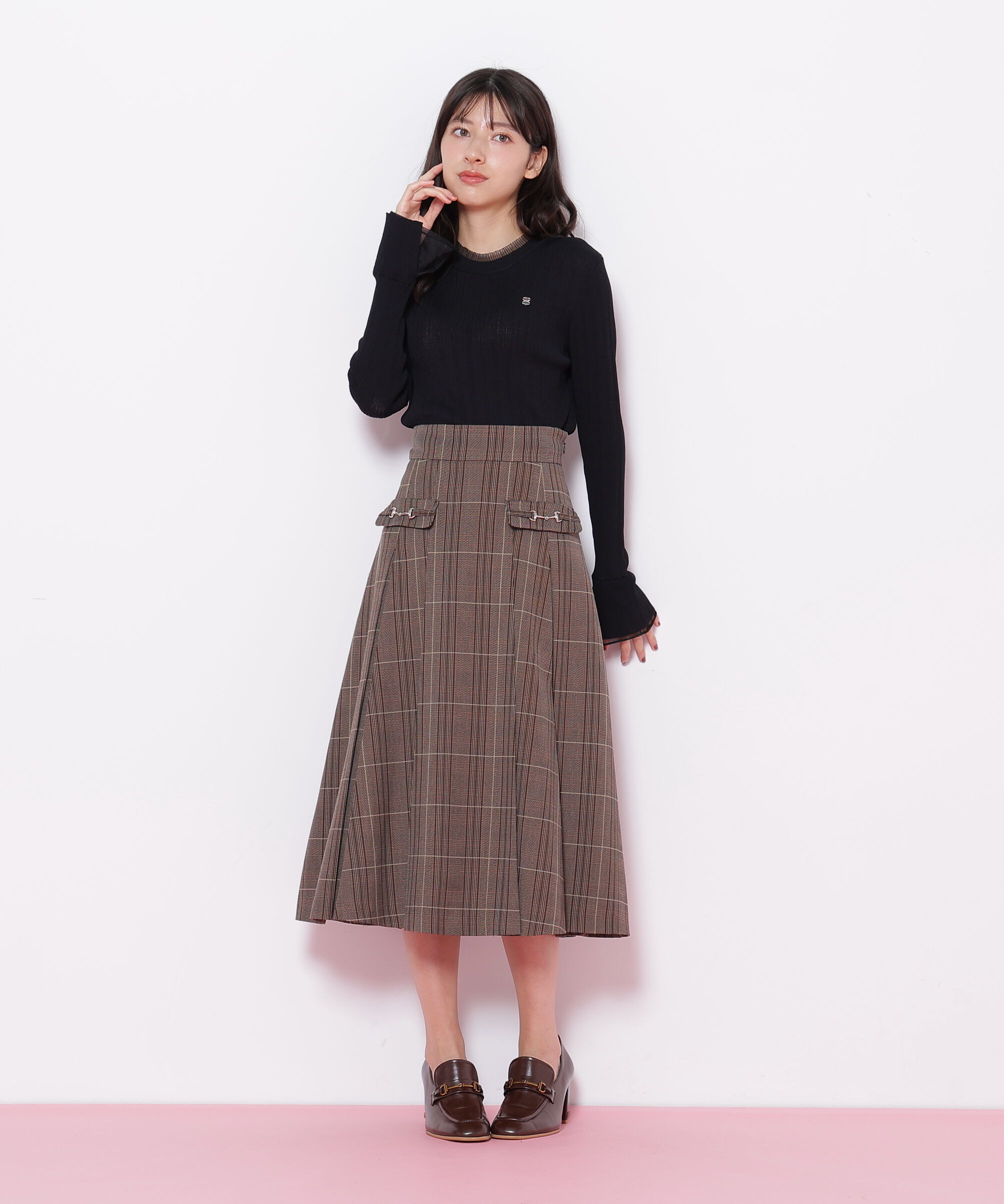  「ウーリッシュフラノタックフレアスカート」|スカート|