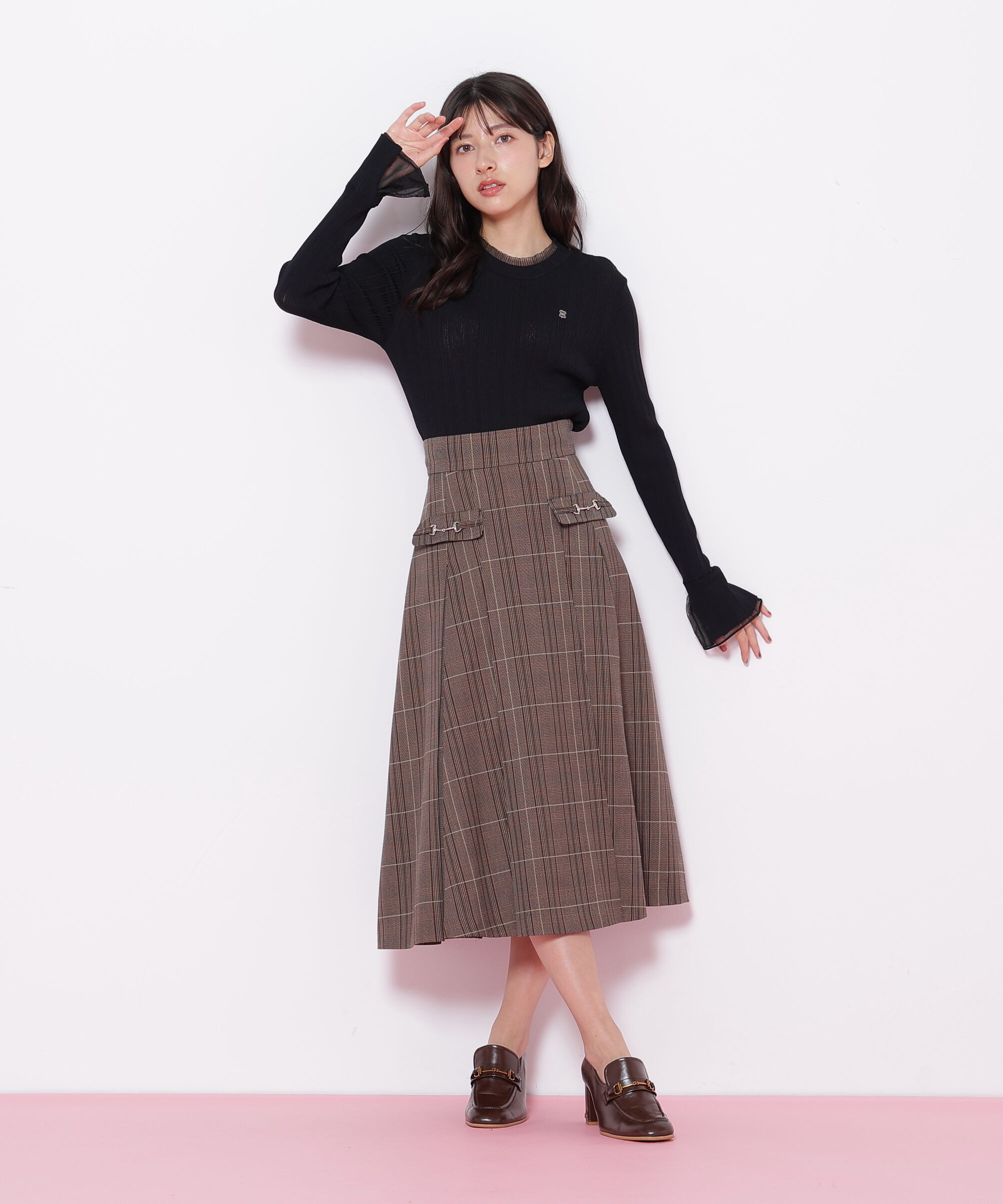  「ウーリッシュフラノタックフレアスカート」|スカート|