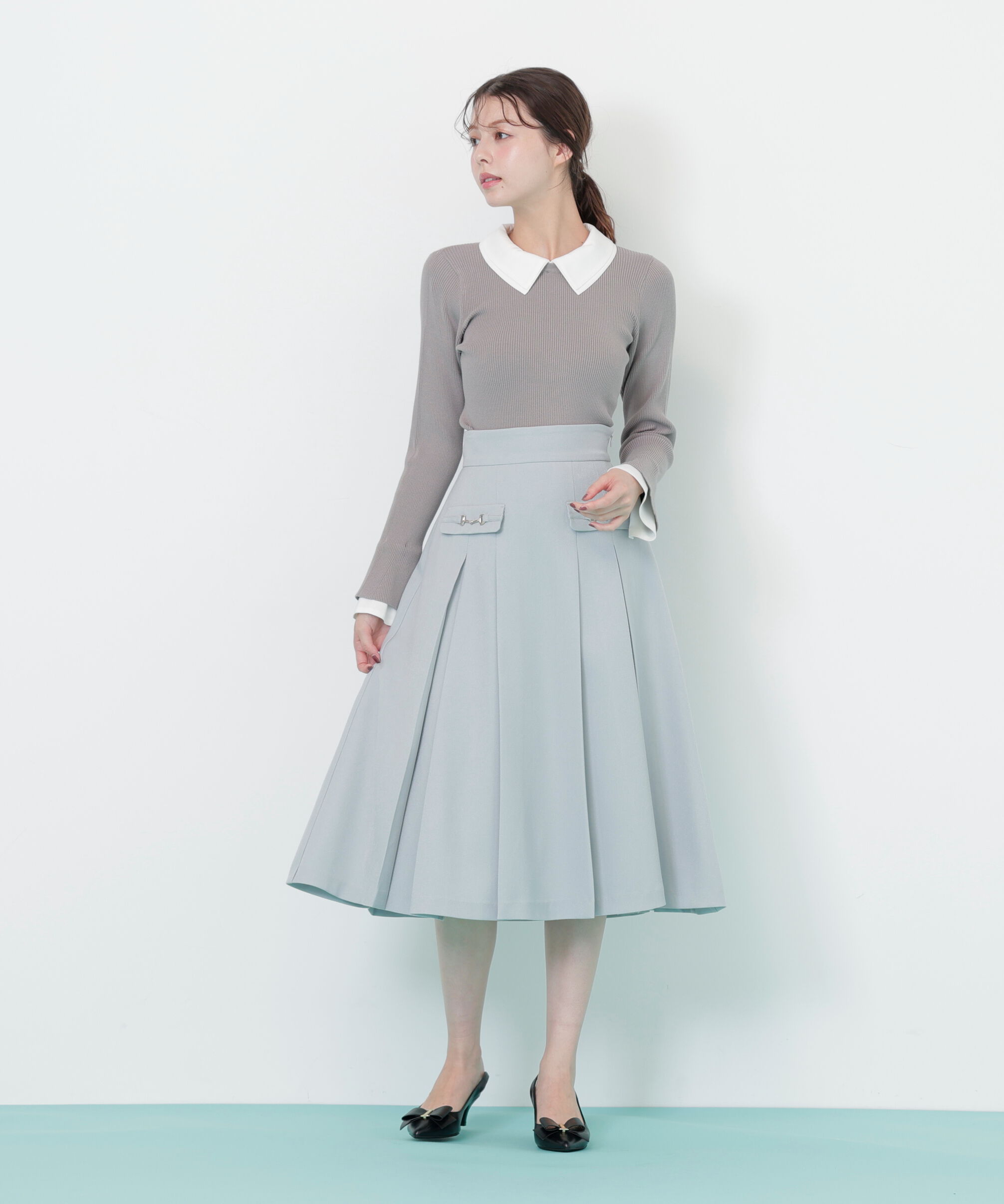  「ウーリッシュフラノタックフレアスカート」|スカート|