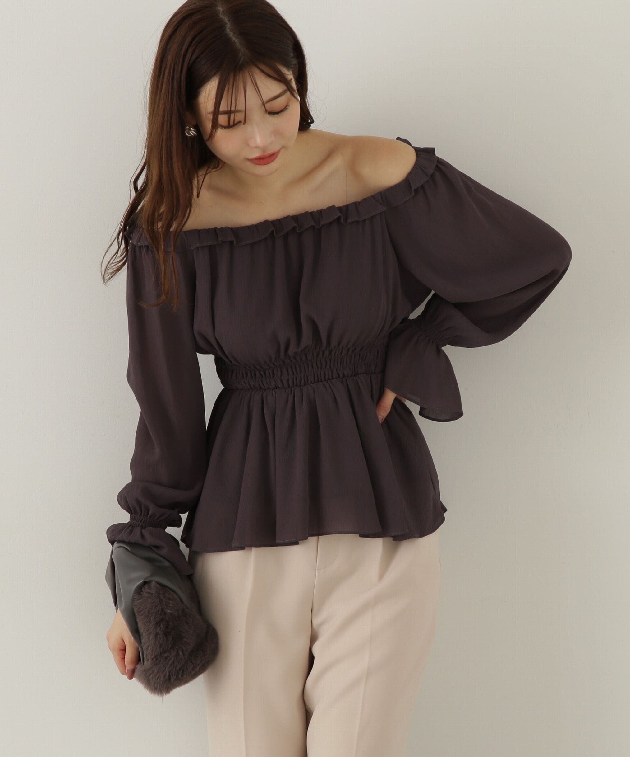 PROPORTION BODY DRESSING「楊柳ギャザーオフショルブラウス　24AW」|シャツ・ブラウス|