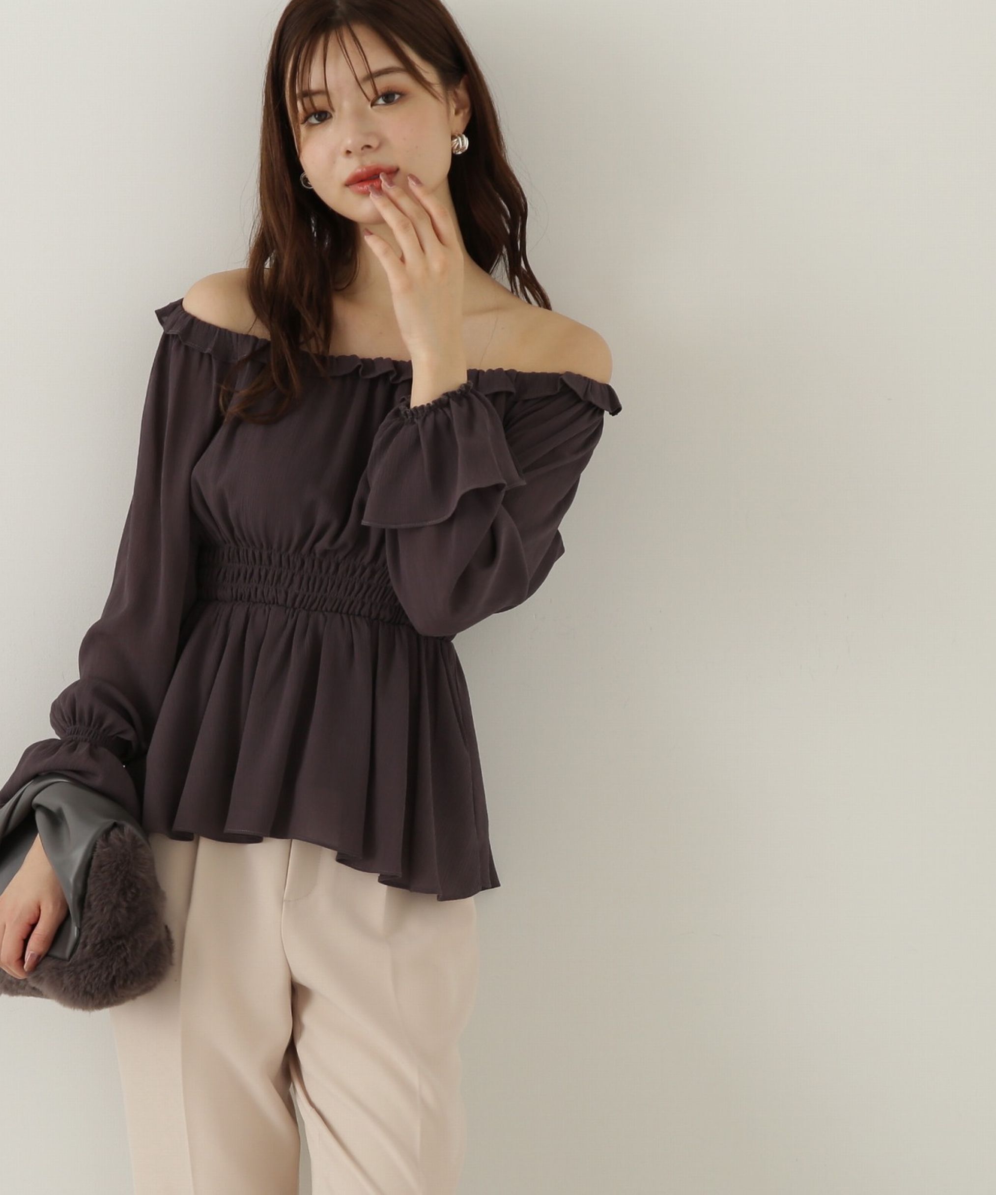 PROPORTION BODY DRESSING「楊柳ギャザーオフショルブラウス　24AW」|シャツ・ブラウス|