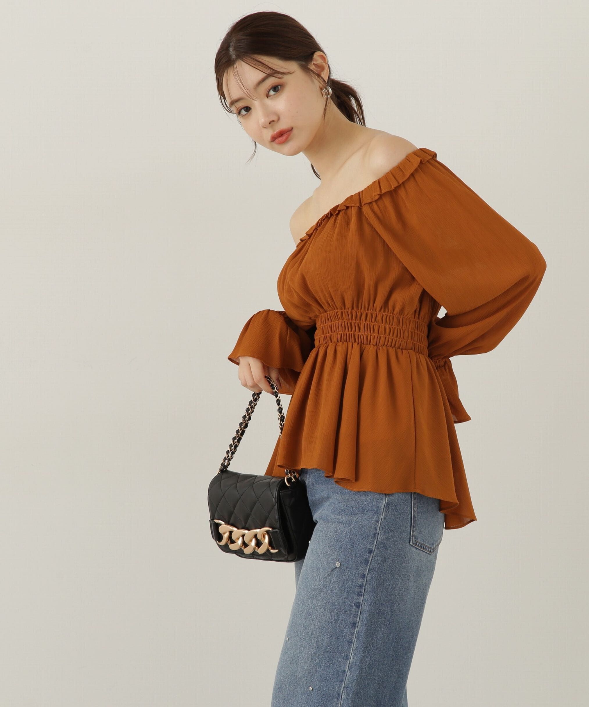 PROPORTION BODY DRESSING「楊柳ギャザーオフショルブラウス　24AW」|シャツ・ブラウス|