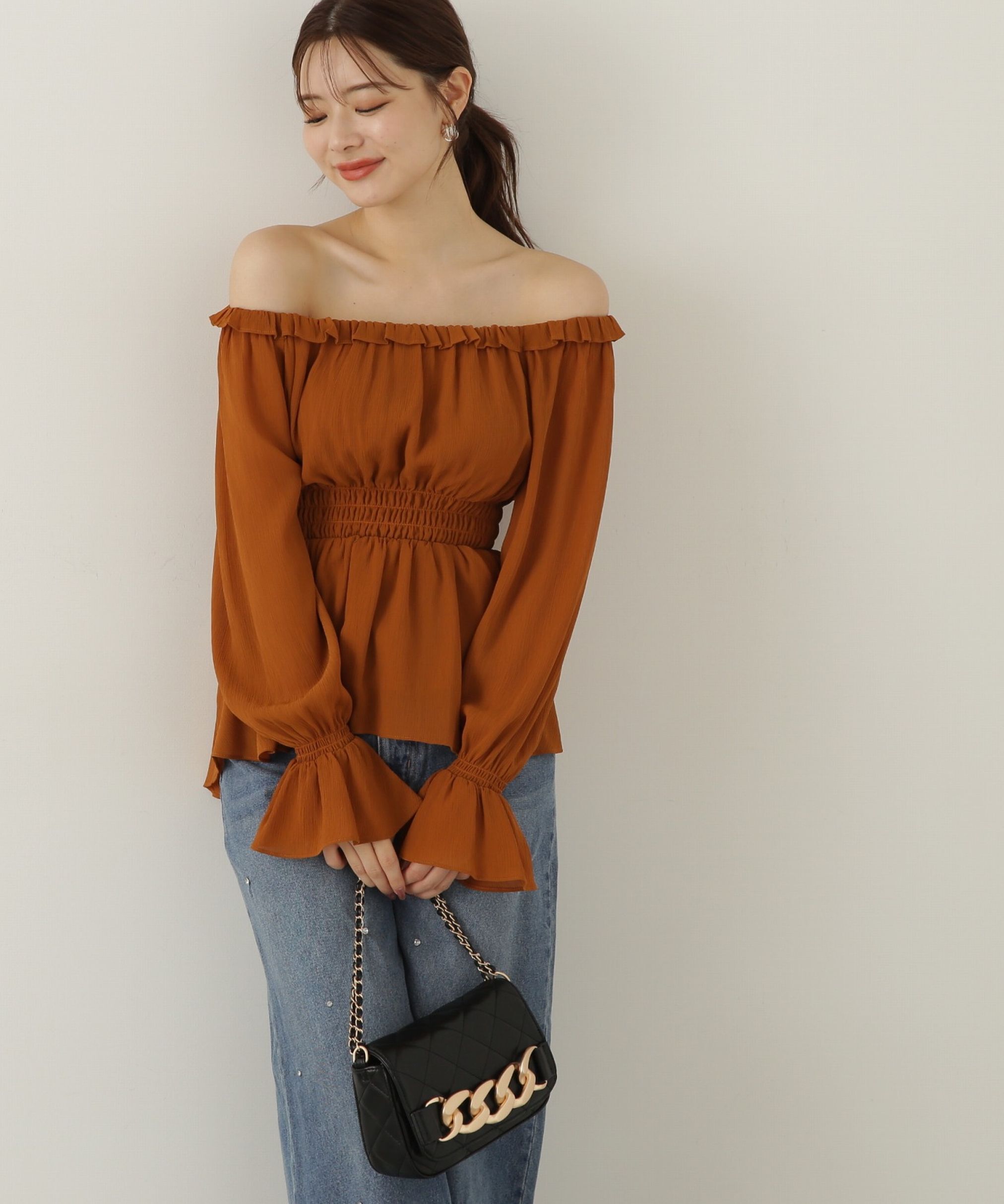 PROPORTION BODY DRESSING「楊柳ギャザーオフショルブラウス　24AW」|シャツ・ブラウス|