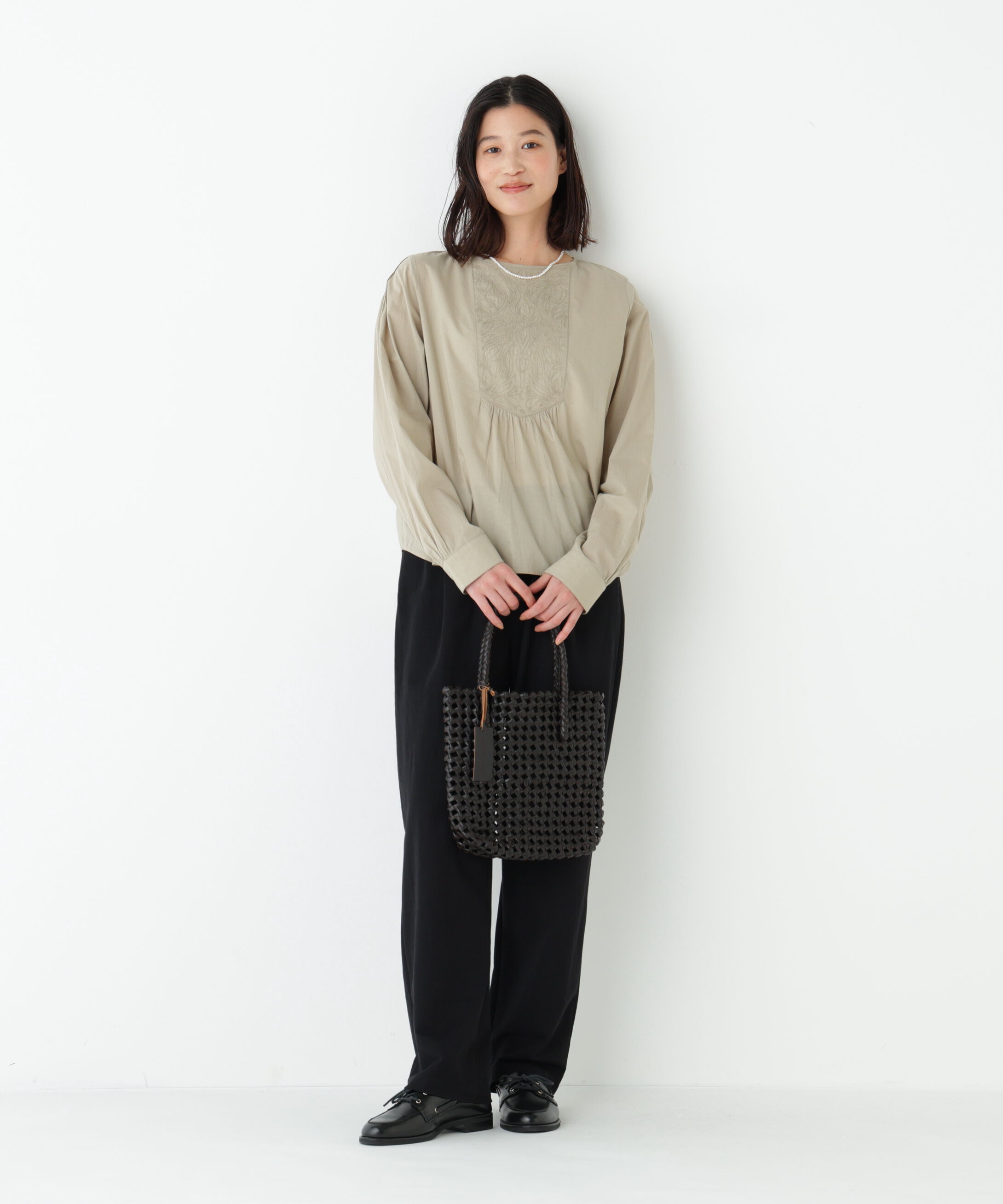  「◆インドキルトヨークノーカラーブラウス」|シャツ・ブラウス|