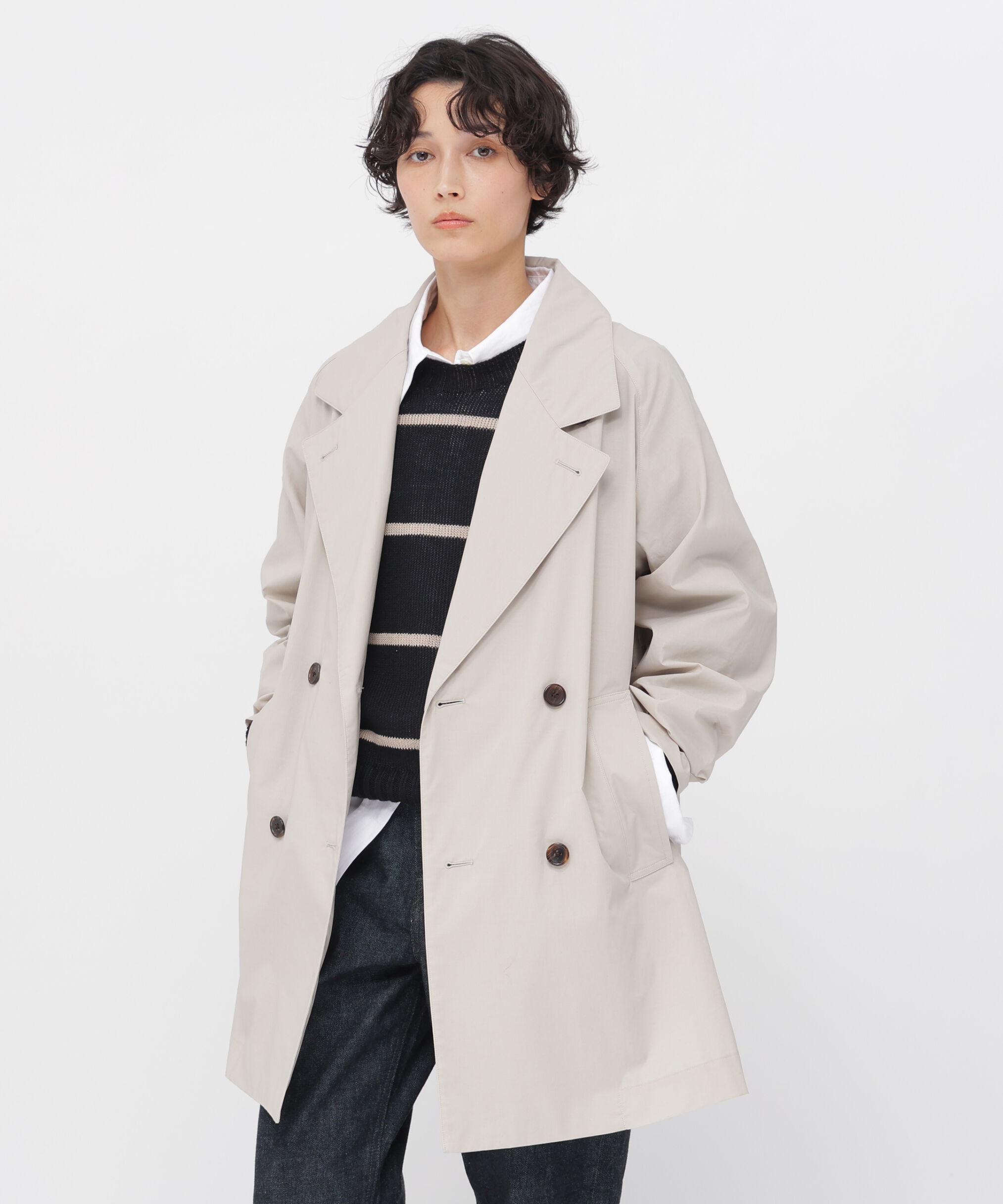  「FINE COTTON COATING COAT」|ブルゾン・スタジャン|LIGHT BEIGE1