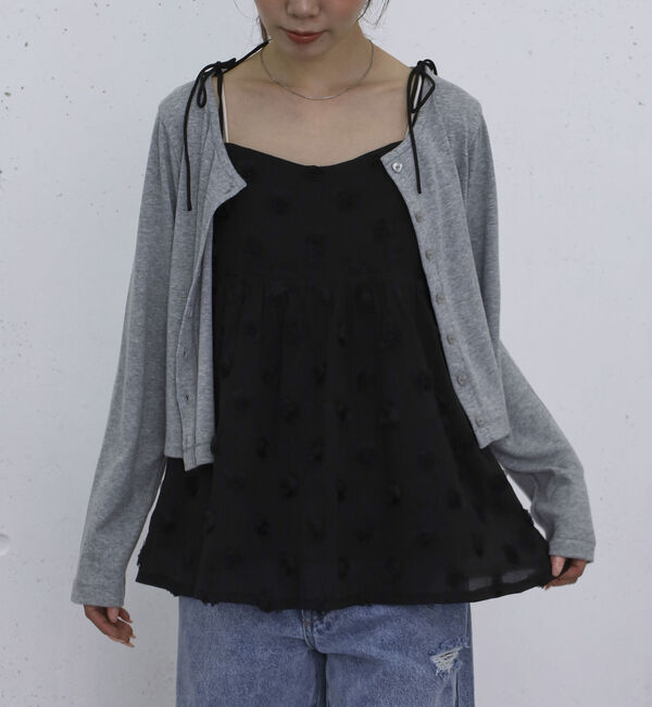 archives「フラワーモチーフキャミチュニック」|シャツ・ブラウス|BLACK
