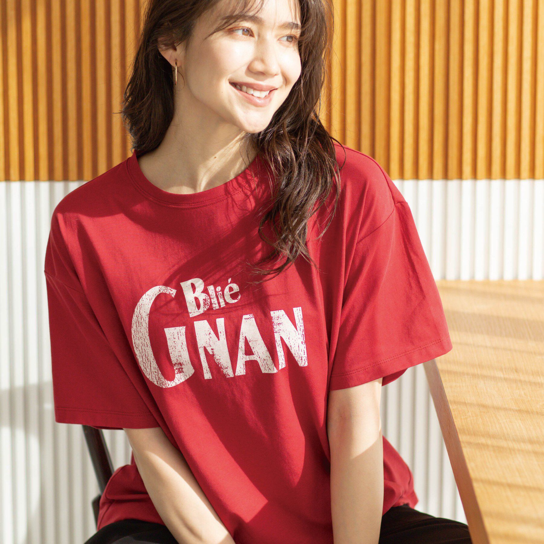 SHOO･LA･RUE「カジュアルプリントTシャツ」|Tシャツ・カットソー|ボルドー(164)