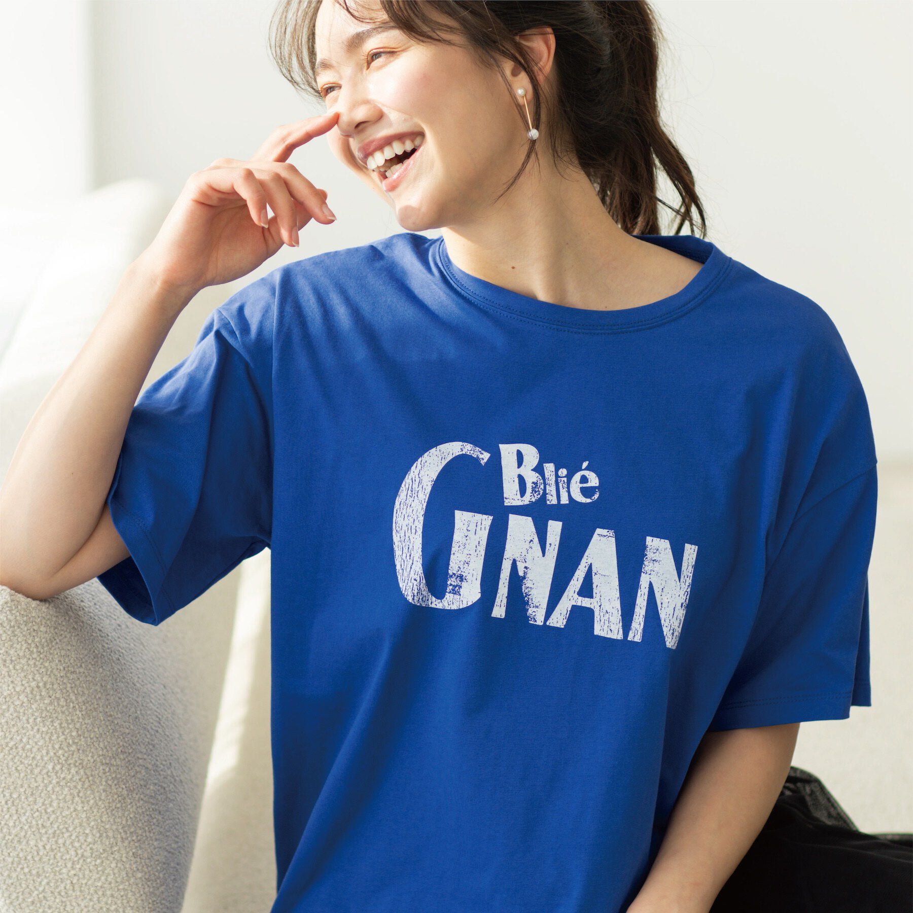 SHOO･LA･RUE「カジュアルプリントTシャツ」|Tシャツ・カットソー|ブルー(193)