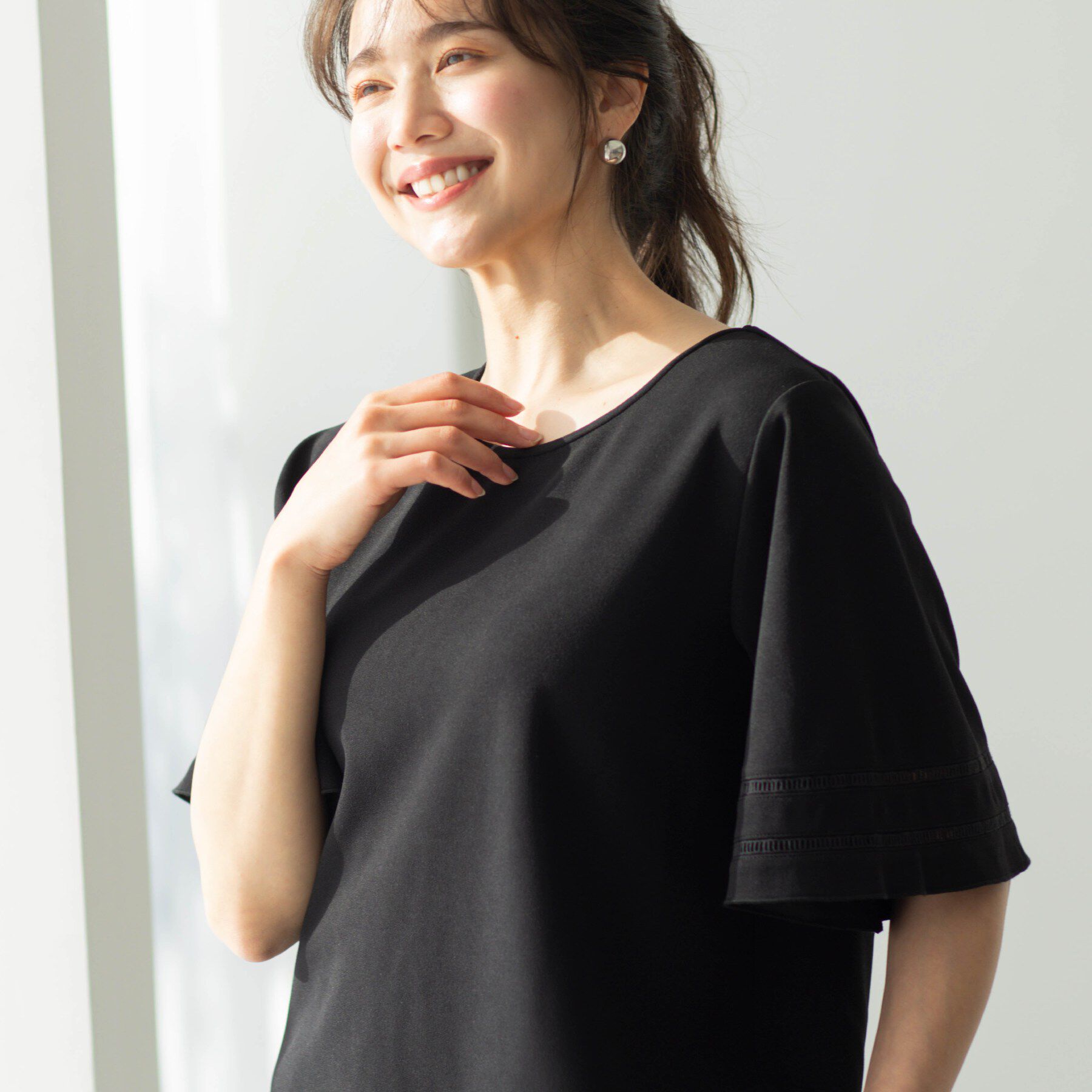 SHOO･LA･RUE「ハシゴレースフレアスリーブＴシャツ」|Tシャツ・カットソー|