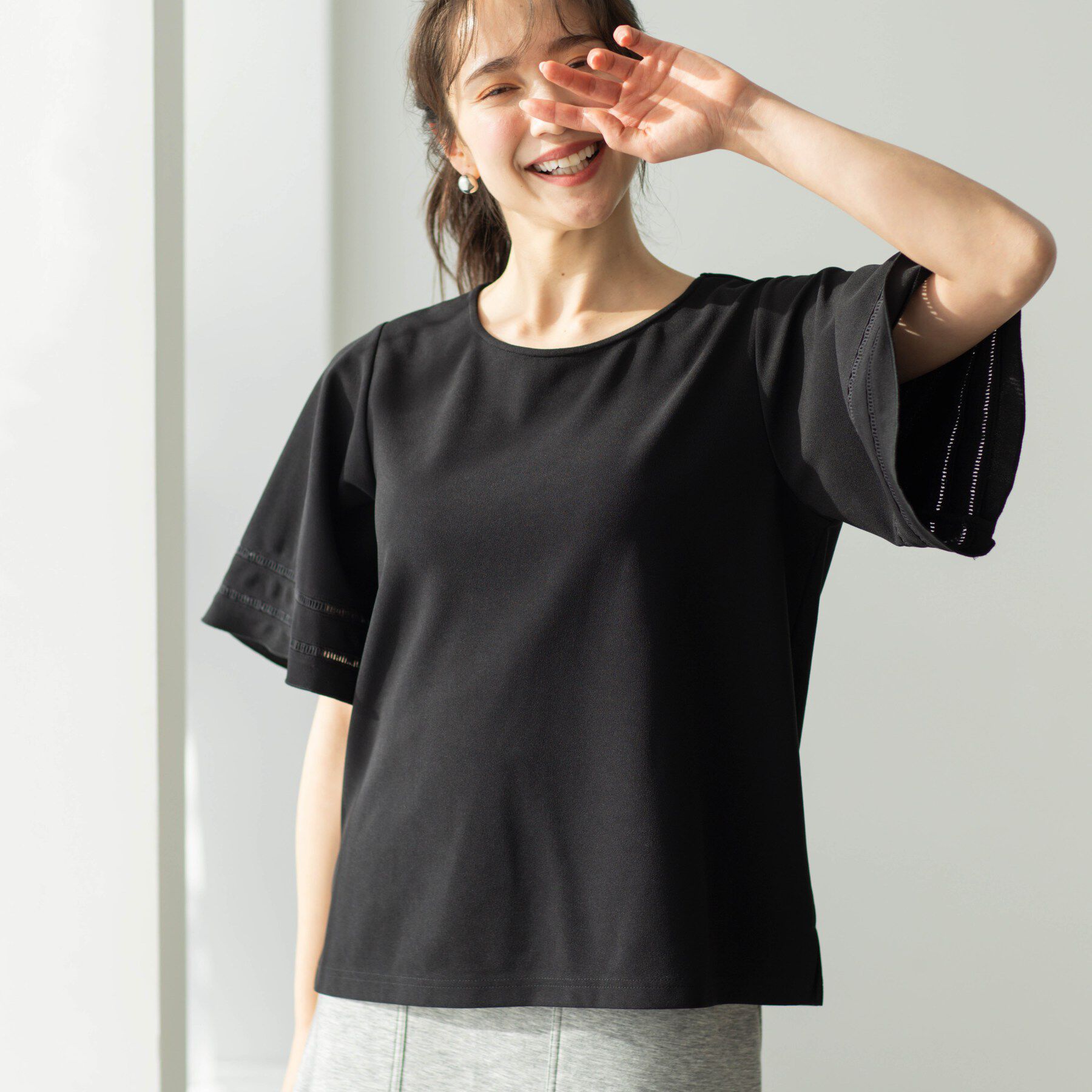 SHOO･LA･RUE「ハシゴレースフレアスリーブＴシャツ」|Tシャツ・カットソー|