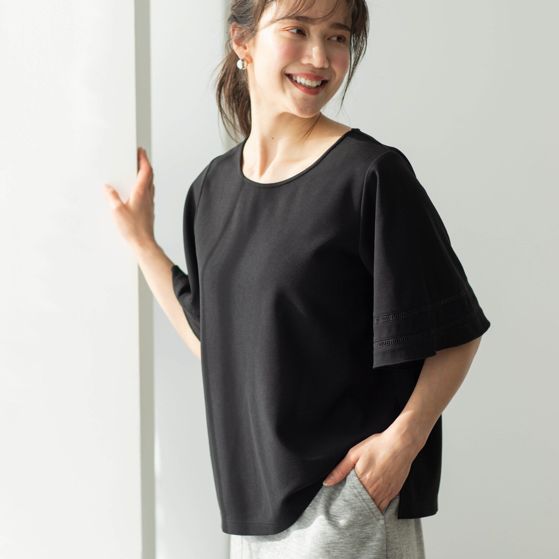 SHOO･LA･RUE「ハシゴレースフレアスリーブＴシャツ」|Tシャツ・カットソー|