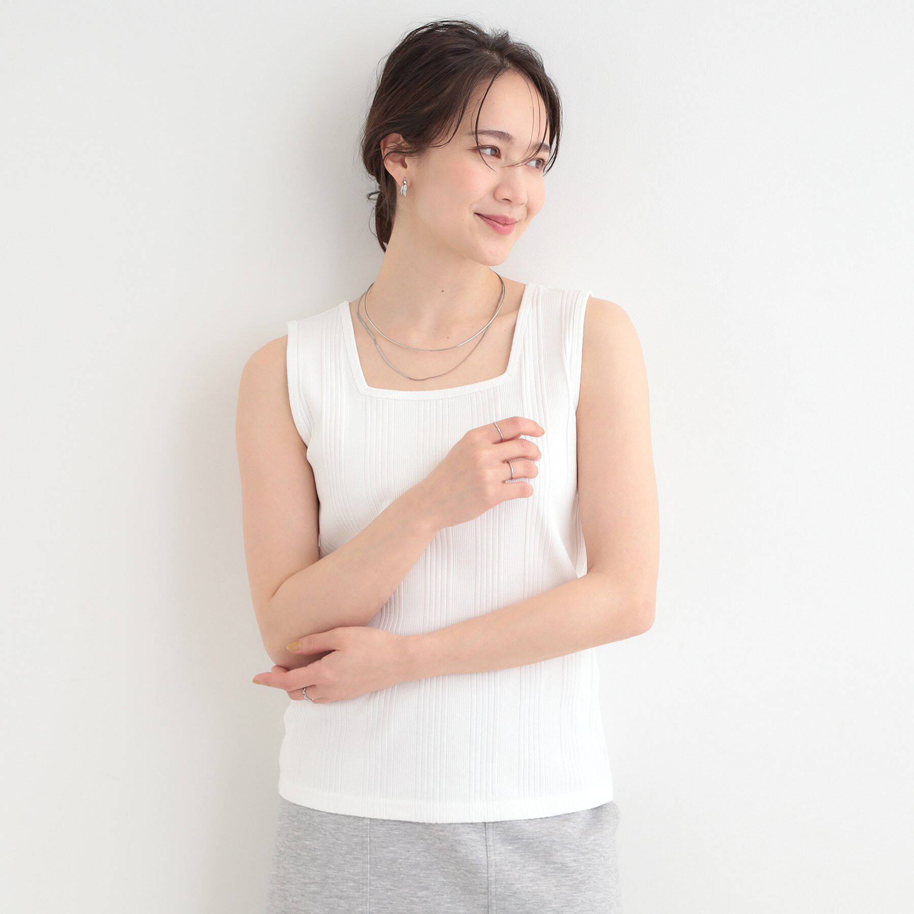 SHOO･LA･RUE「【前後2WAY/S-LL】毎日のお供に ランダムテレコタンクトップ」|キャミソール|