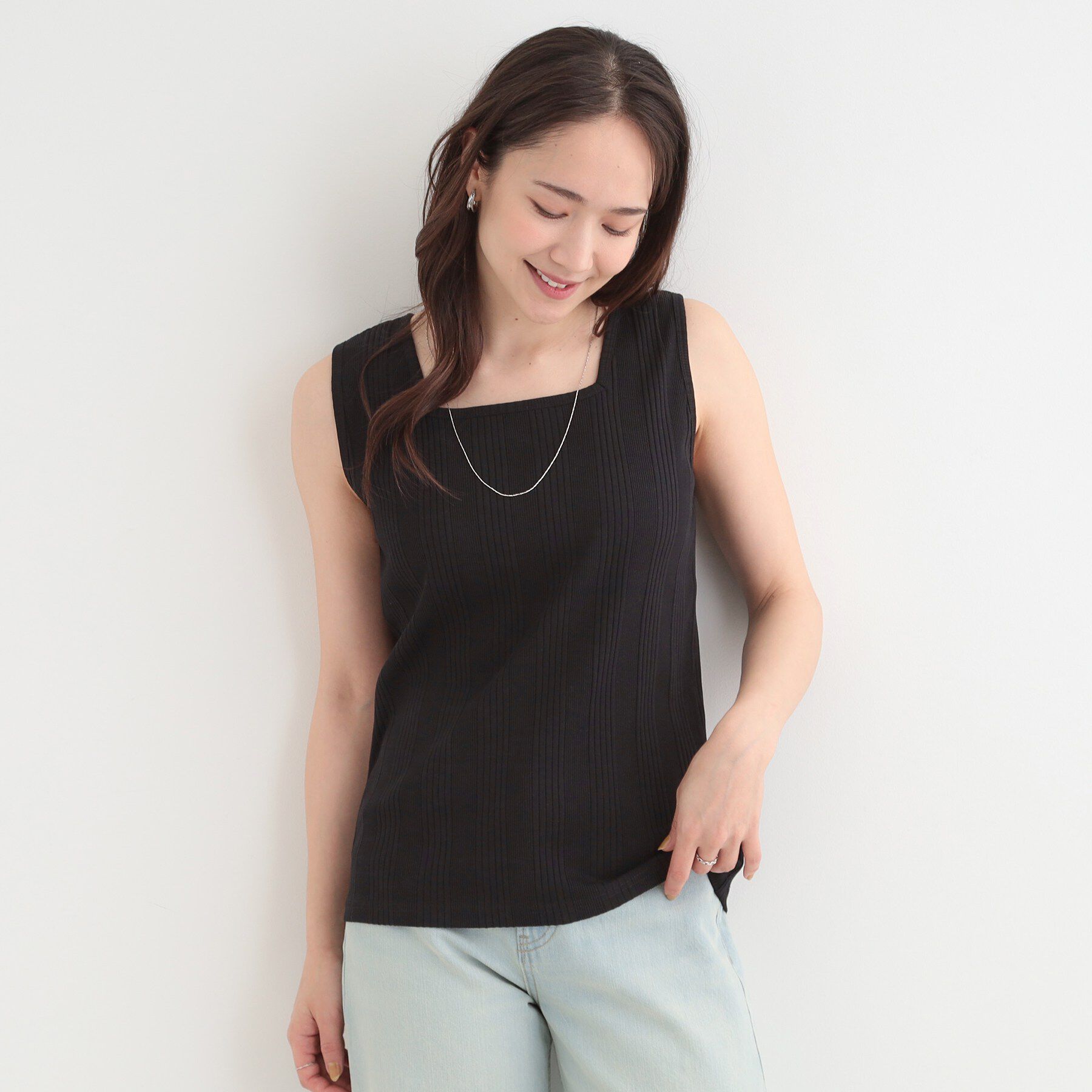 SHOO･LA･RUE「【前後2WAY/S-LL】毎日のお供に ランダムテレコタンクトップ」|キャミソール|