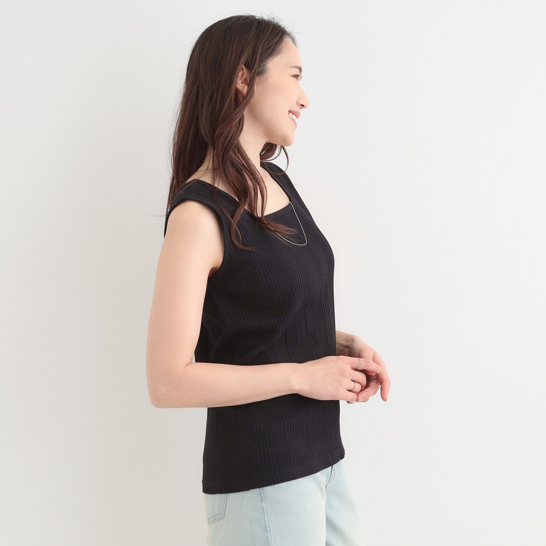 SHOO･LA･RUE「【前後2WAY/S-LL】毎日のお供に ランダムテレコタンクトップ」|キャミソール|