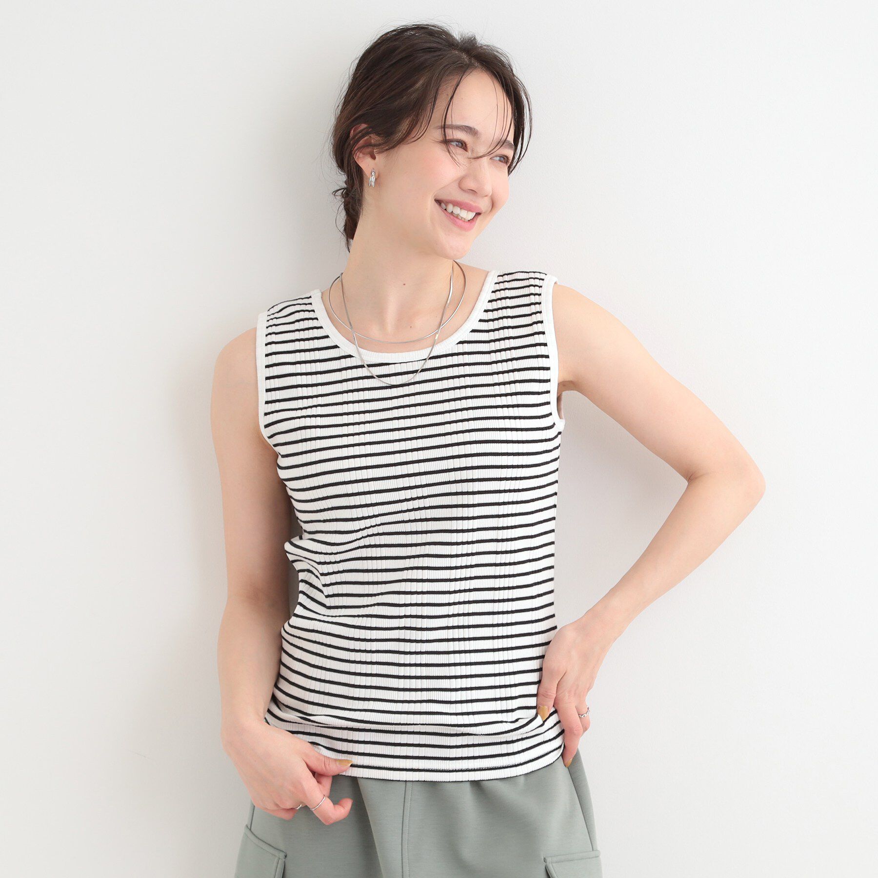 SHOO･LA･RUE「【前後2WAY/S-LL】毎日のお供に ランダムテレコタンクトップ」|キャミソール|