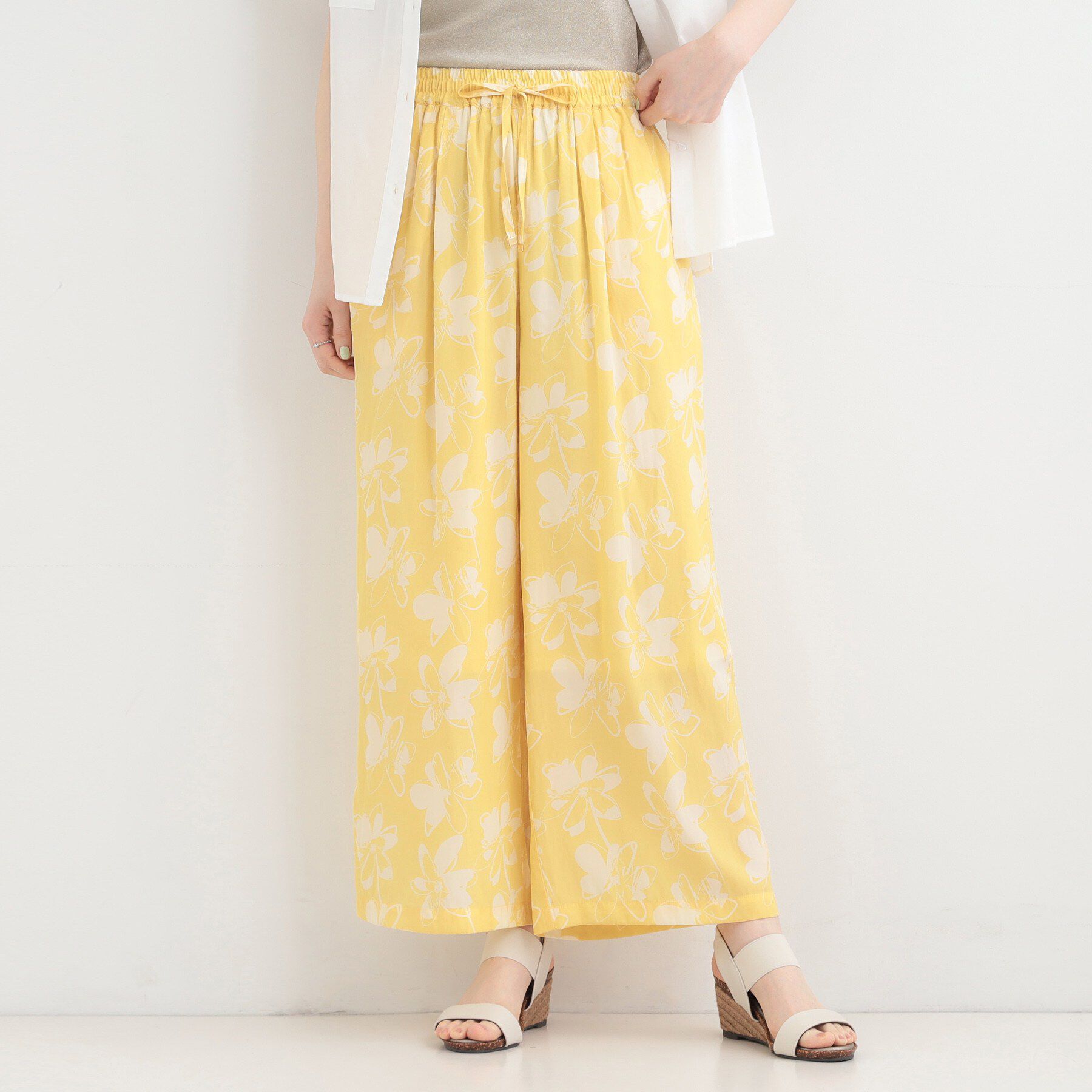 SHOO･LA･RUE「【選べる4柄/洗濯機可】さらっとしなやか　サテンワイドパンツ」|その他|