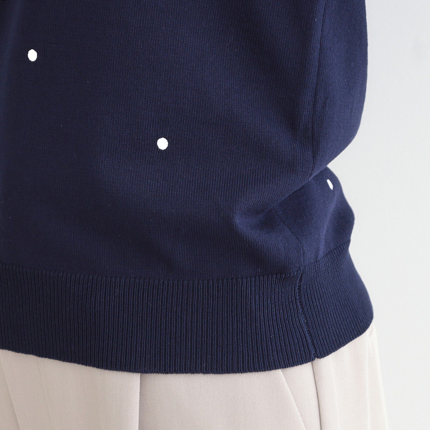 SHOO･LA･RUE「【S-LL】大人かわいい　ドット刺繍5分袖ニット」|ニット・セーター|