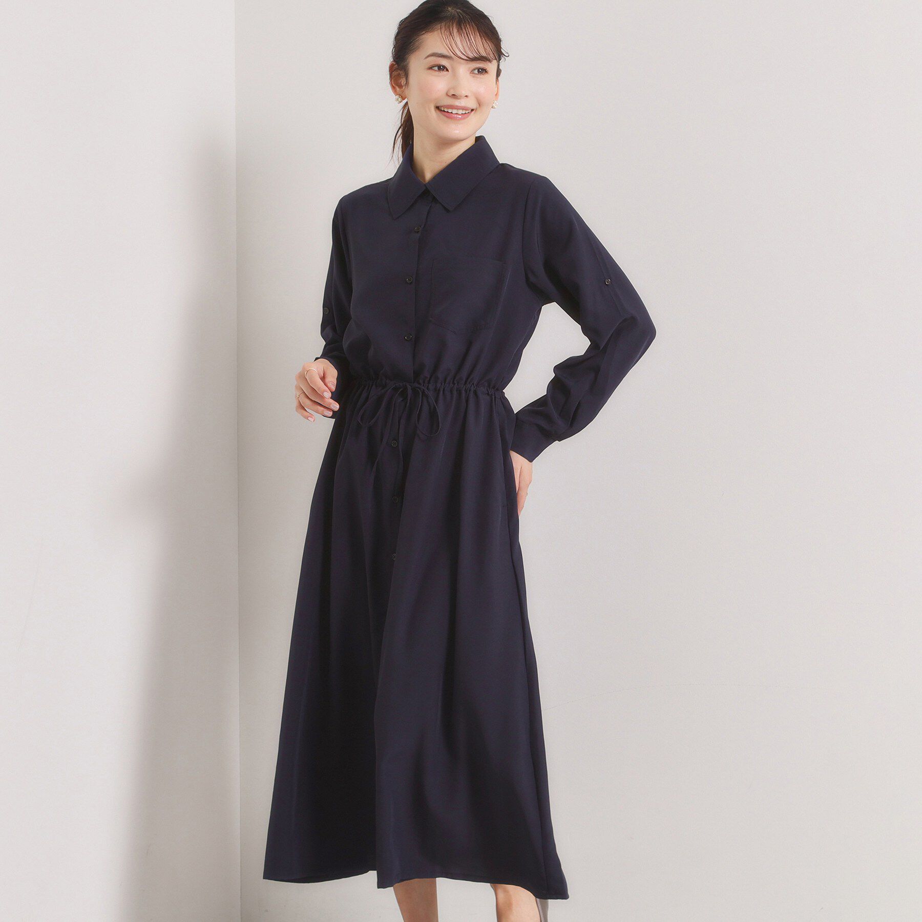 ITS&rsquo;DEMO「【UVケア／接触冷感／吸水速乾】ロールアップ袖ワンピース」|ワンピース|ネイビー(094)