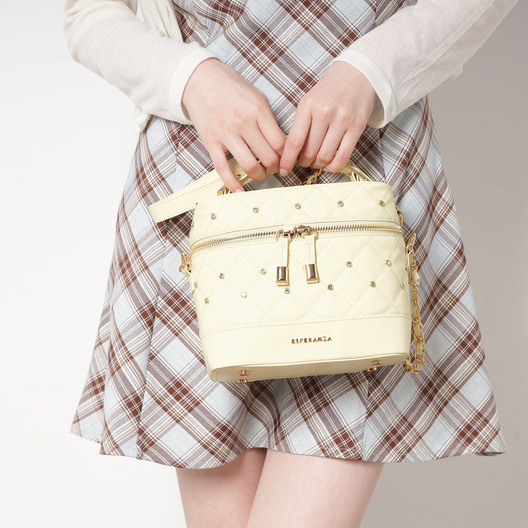 ESPERANZA「ビジューバニティバッグ」|ショルダー・メッセンジャー|イエロー(032)