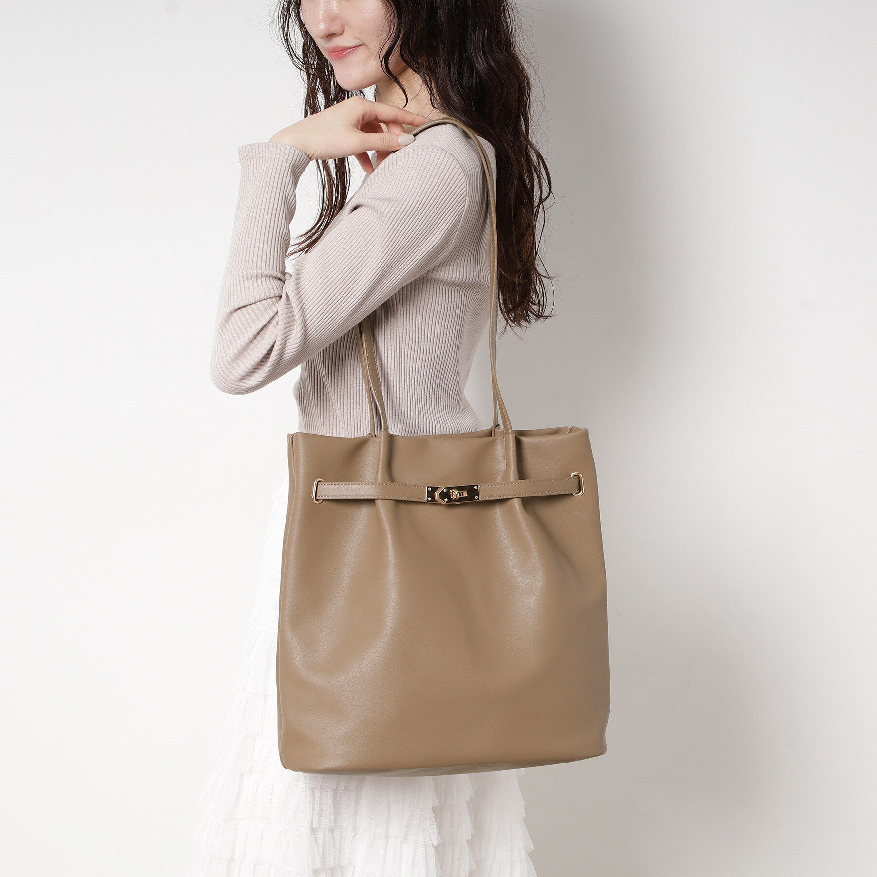 Ober Tashe「フロントベルトトート」|トートバッグ|モカブラウン(342