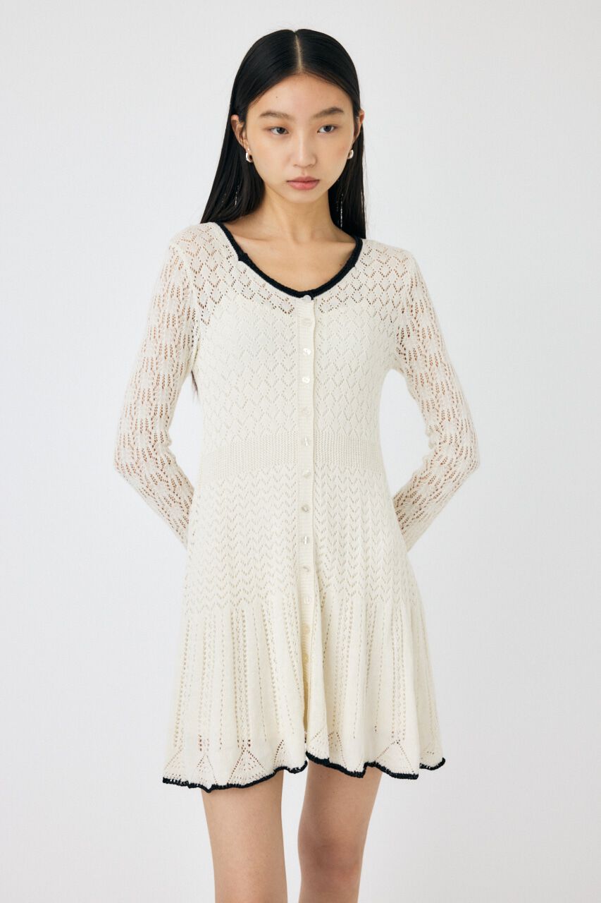 MOUSSY「EYELET LACE KNIT ミニドレス」|ワンピース|
