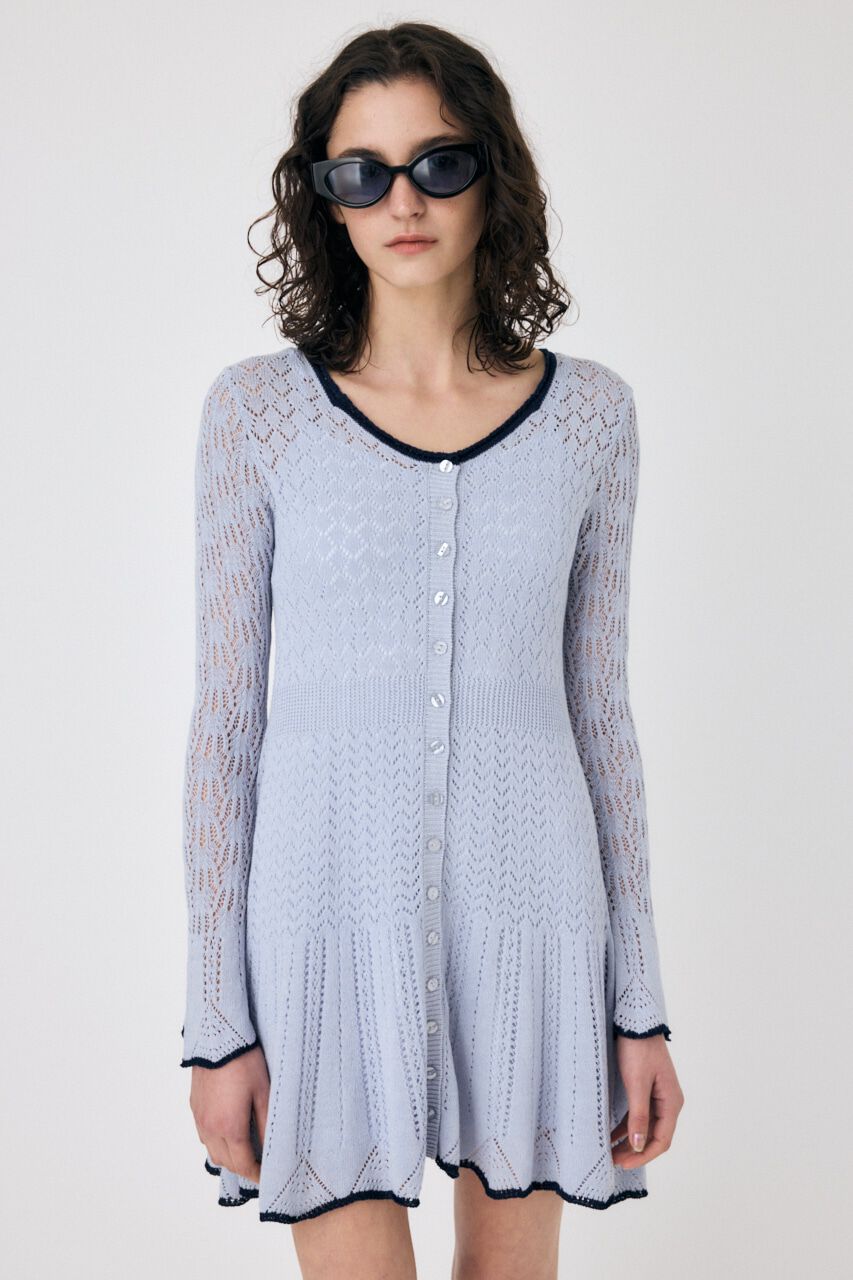 MOUSSY「EYELET LACE KNIT ミニドレス」|ワンピース|