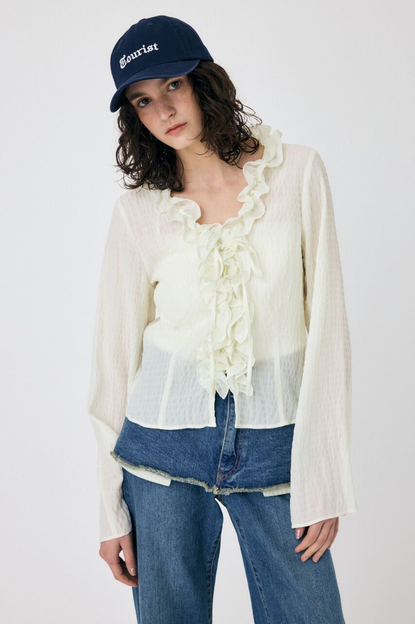 MOUSSY「LACE UP RUFFLE ブラウス」|シャツ・ブラウス|