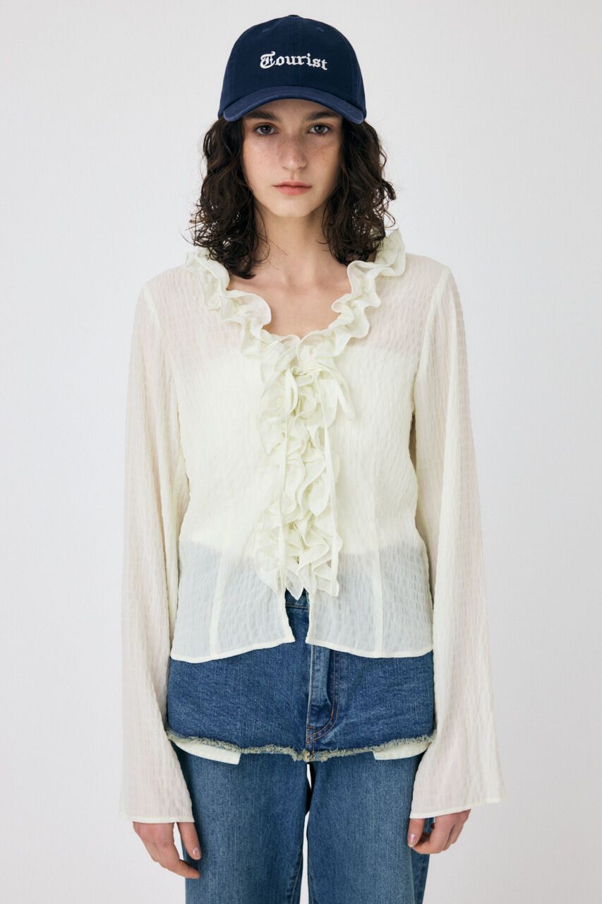 MOUSSY「LACE UP RUFFLE ブラウス」|シャツ・ブラウス|