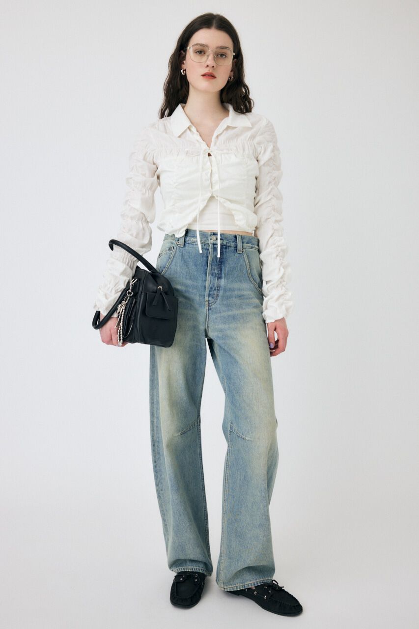 MOUSSY「FRONT TIE SHIRRING シャツ」|シャツ・ブラウス|