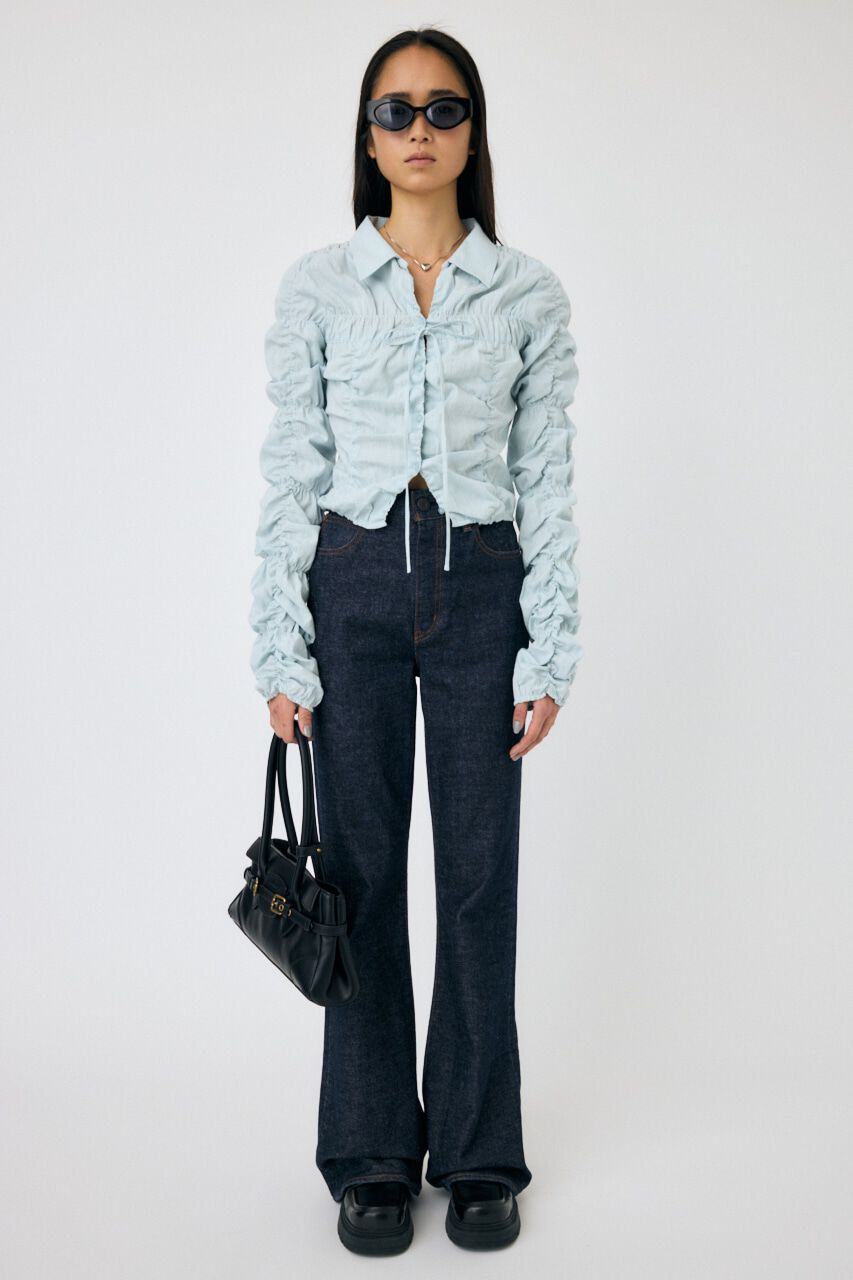 MOUSSY「FRONT TIE SHIRRING シャツ」|シャツ・ブラウス|