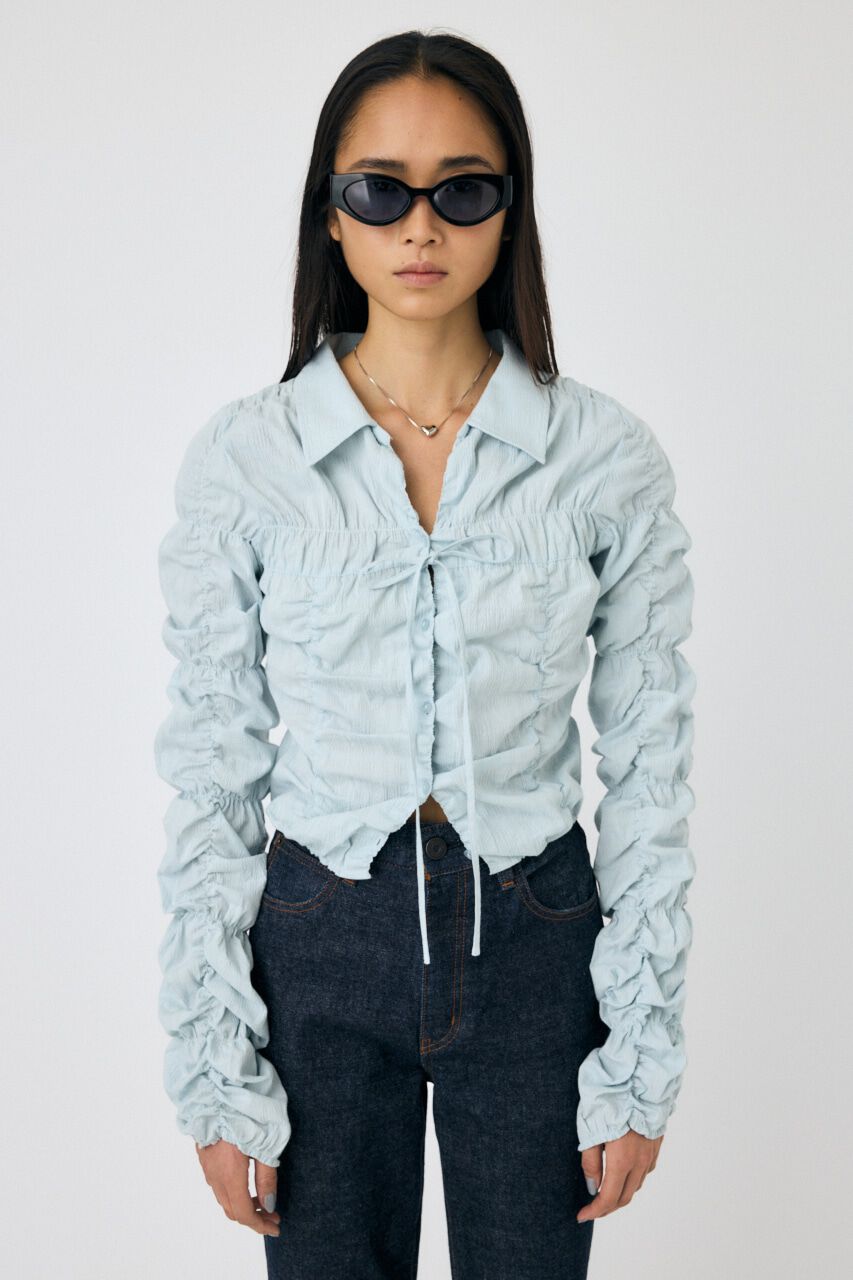 MOUSSY「FRONT TIE SHIRRING シャツ」|シャツ・ブラウス|